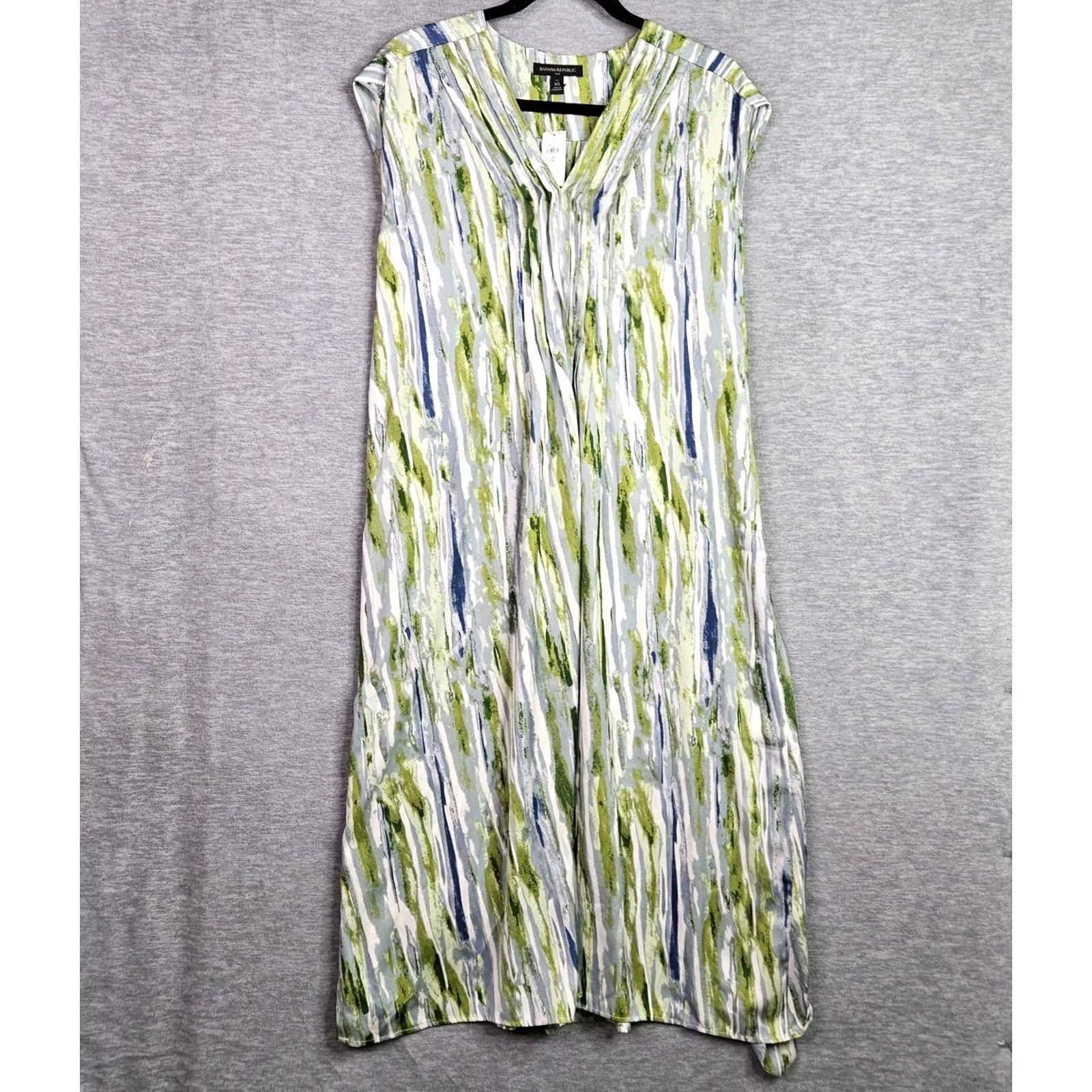 Banana Republic Banana Republic Women's XS Tall Maxi Dress Belted Multicolor Green Blue Abstract Sleeveless V-Neck A-Line All Season Dress New Size XS / US 0-2 / IT 36-38 - 5 Thumbnail
