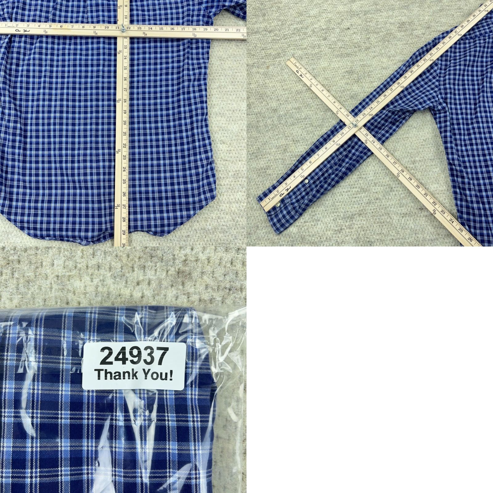 Ralph Lauren Ralph Lauren Shirt Men Small Blue Button Up Lightweight Plaid Oxford Cotton Button-Down Dress Casual Style Size 36R - 8 Thumbnail