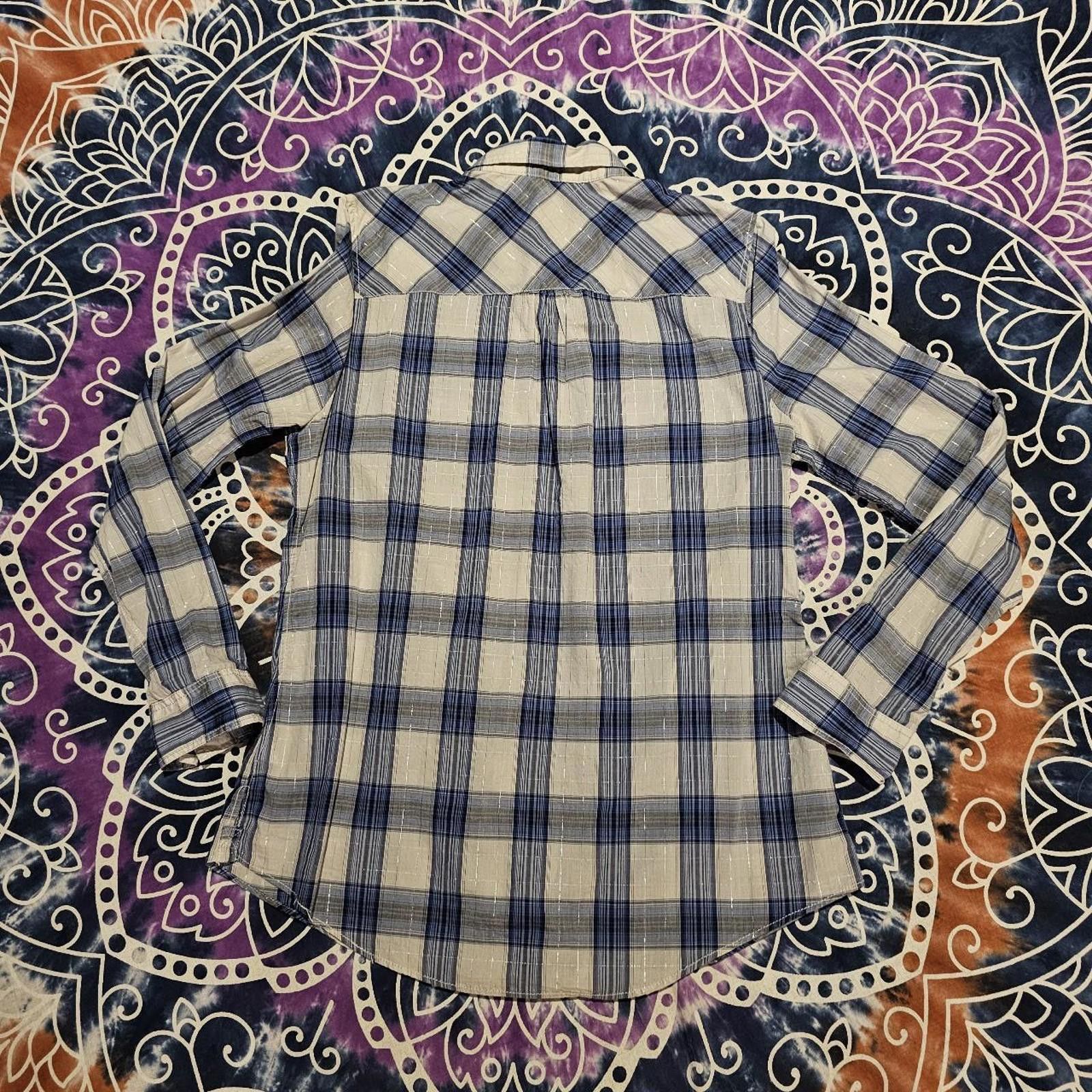 Express Express Women's White and Blue Plaid Shirt Size L / US 10 / IT 46 - 7 Thumbnail