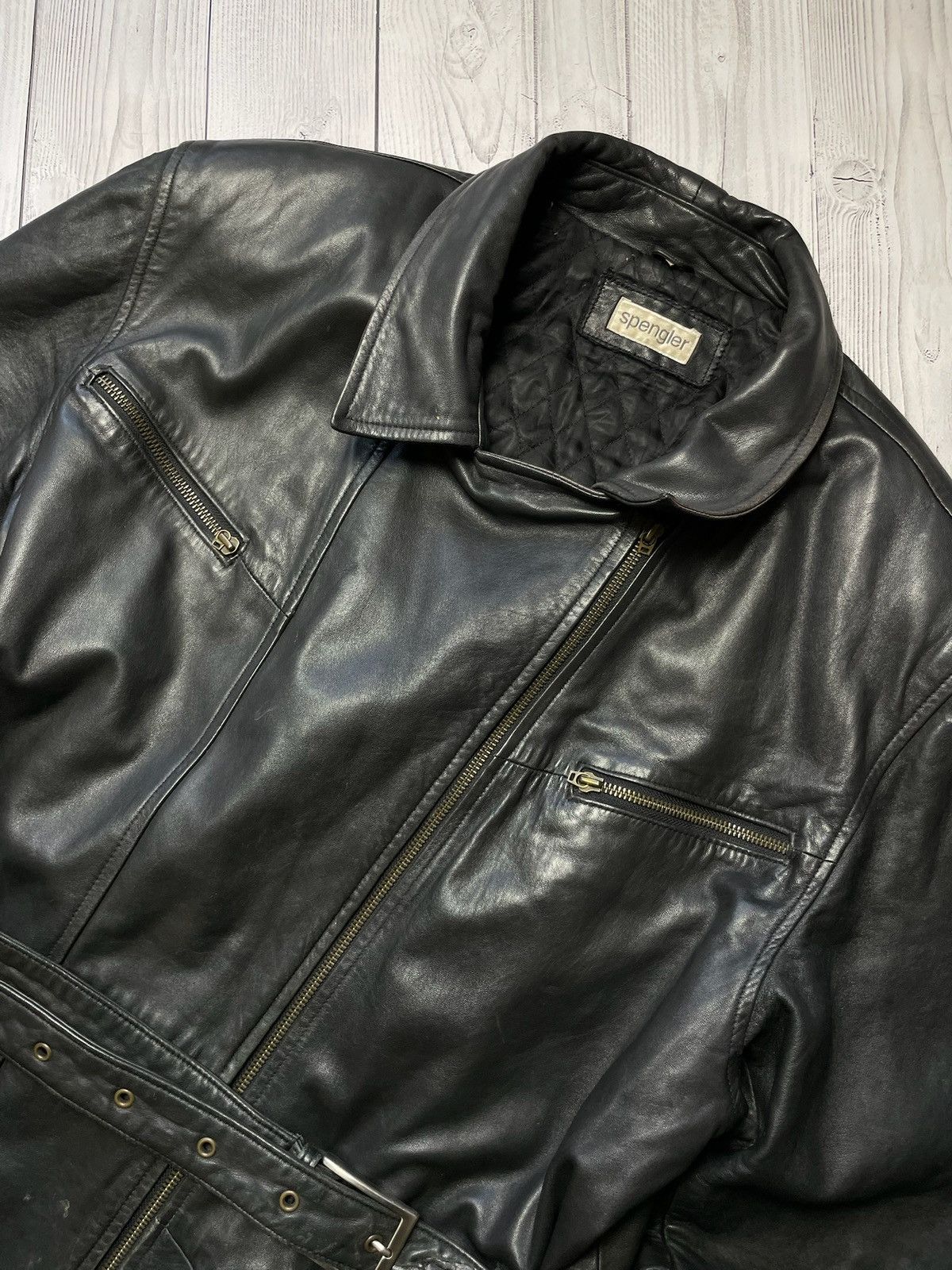 Vintage Vintage Leather jacket parka coat wit belt size M-L Size US L / EU 52-54 / 3 - 2 Thumbnail