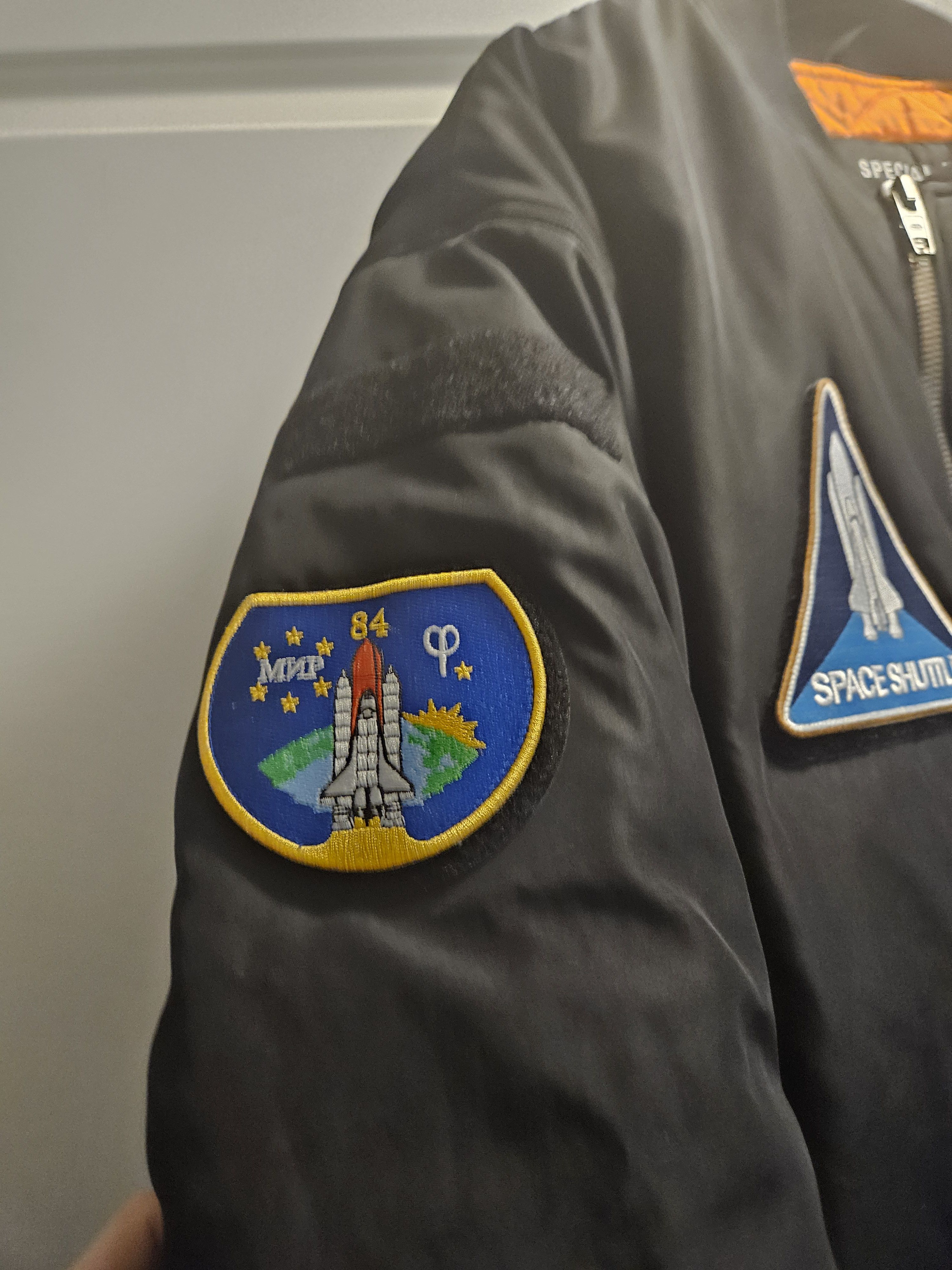 Balenciaga Multi Patch Black Nasa Plush Lined Bomber Jacket Size US M / EU 48-50 / 2 - 5 Thumbnail
