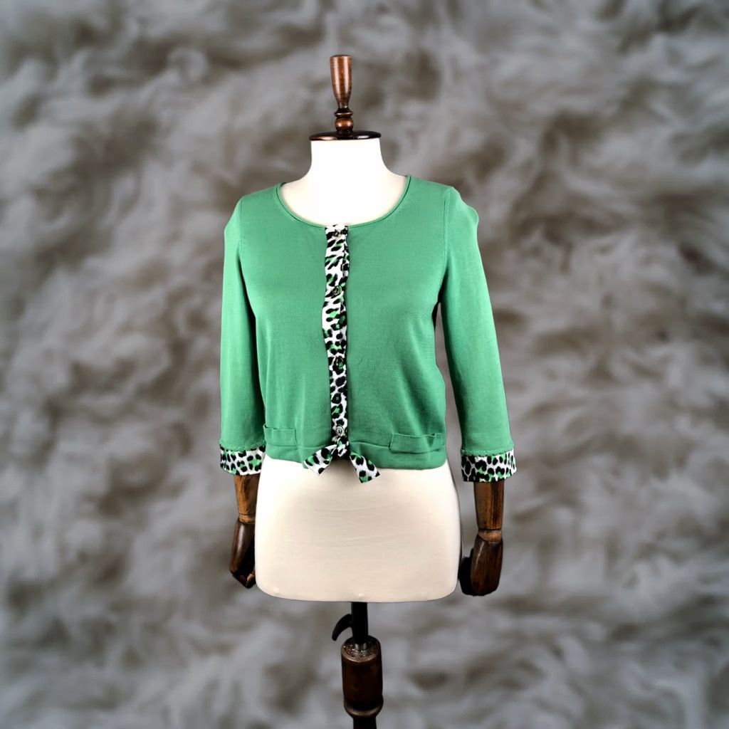 Just Cavalli Just Cavalli Women Top Cotton Green S 3/4 Sleeve Button-Up Knit Casual Modern Regular Fit Size S / US 4 / IT 40 - 1 Thumbnail