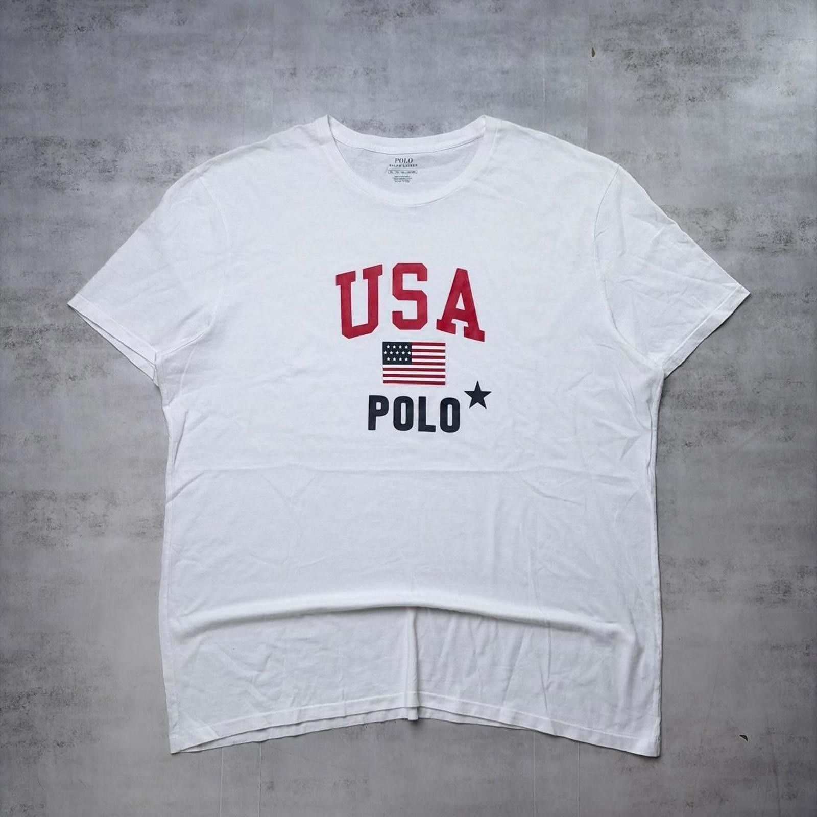 Polo Ralph Lauren Y2K White Polo Ralph Lauren USA Flag T-Shirt Size US XXL / EU 58 / 5 - 1 Thumbnail
