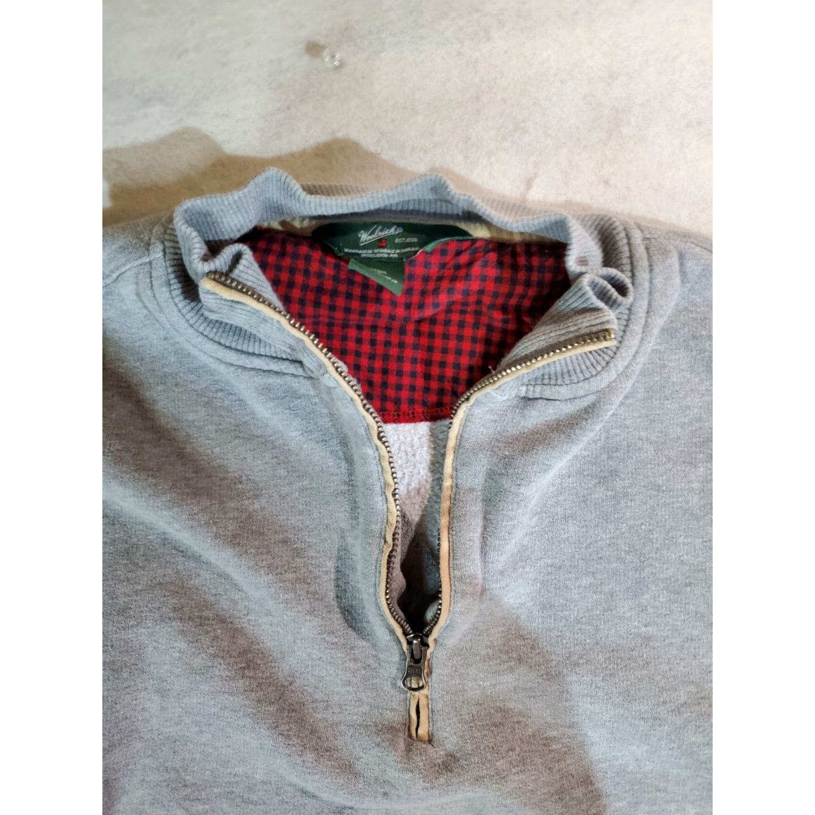 Vintage Woolrich Classic Mens XLARGE Gray 1/4 Zip Elbow Patches Pullover Sweatshirt Size US XL / EU 56 / 4 - 4 Thumbnail