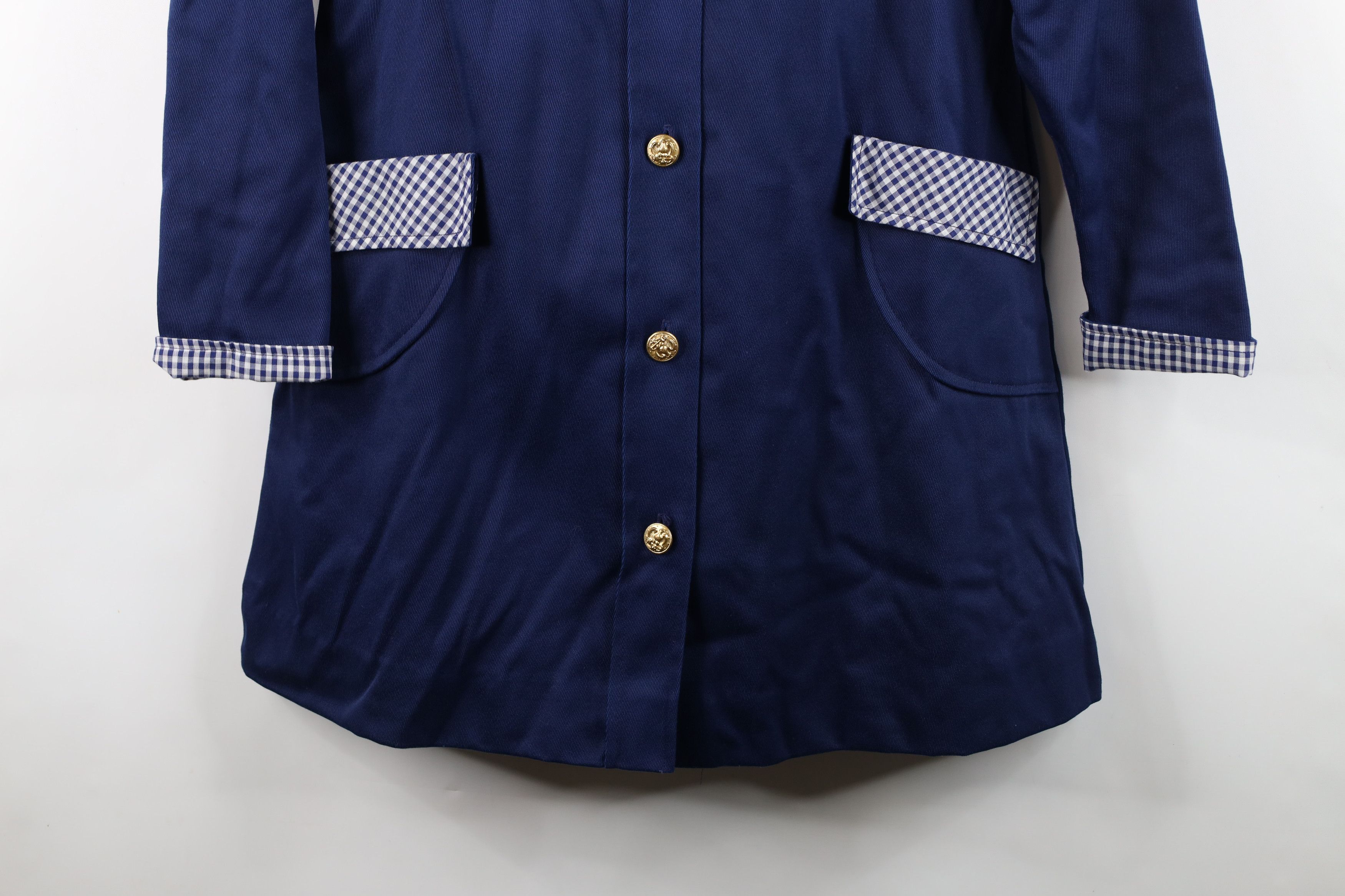 Vintage Vintage 50s Rockabilly Swing Coat Jacket Blue Plaid USA Size XL / US 12-14 / IT 48-50 - 3 Thumbnail