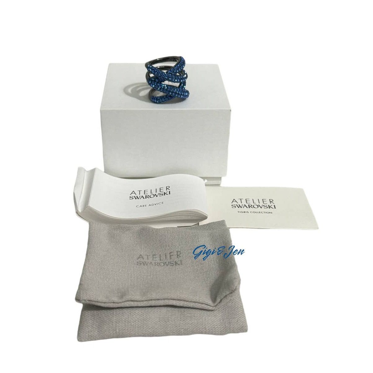 Swarovski Swarovski Atelier Tigris Blue Ruthenium plated Size 52 USA/6 Size ONE SIZE - 3 Thumbnail
