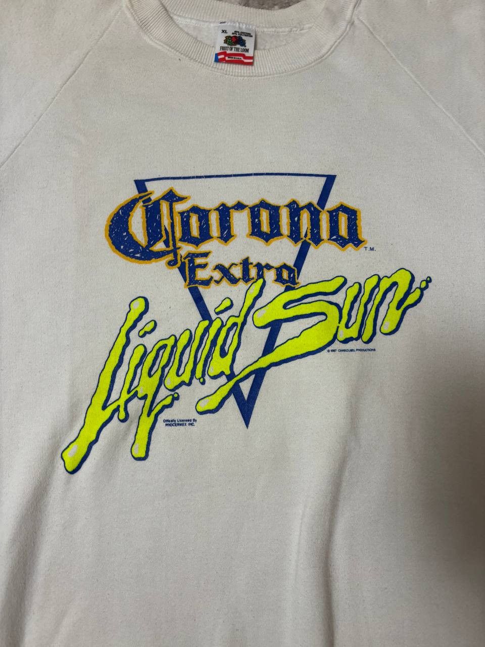 Fruit Of The Loom RARE 80s Corona Extra Liquid Sun Hoodie - Fruit of the Loom Size US XL / EU 56 / 4 - 11 Thumbnail