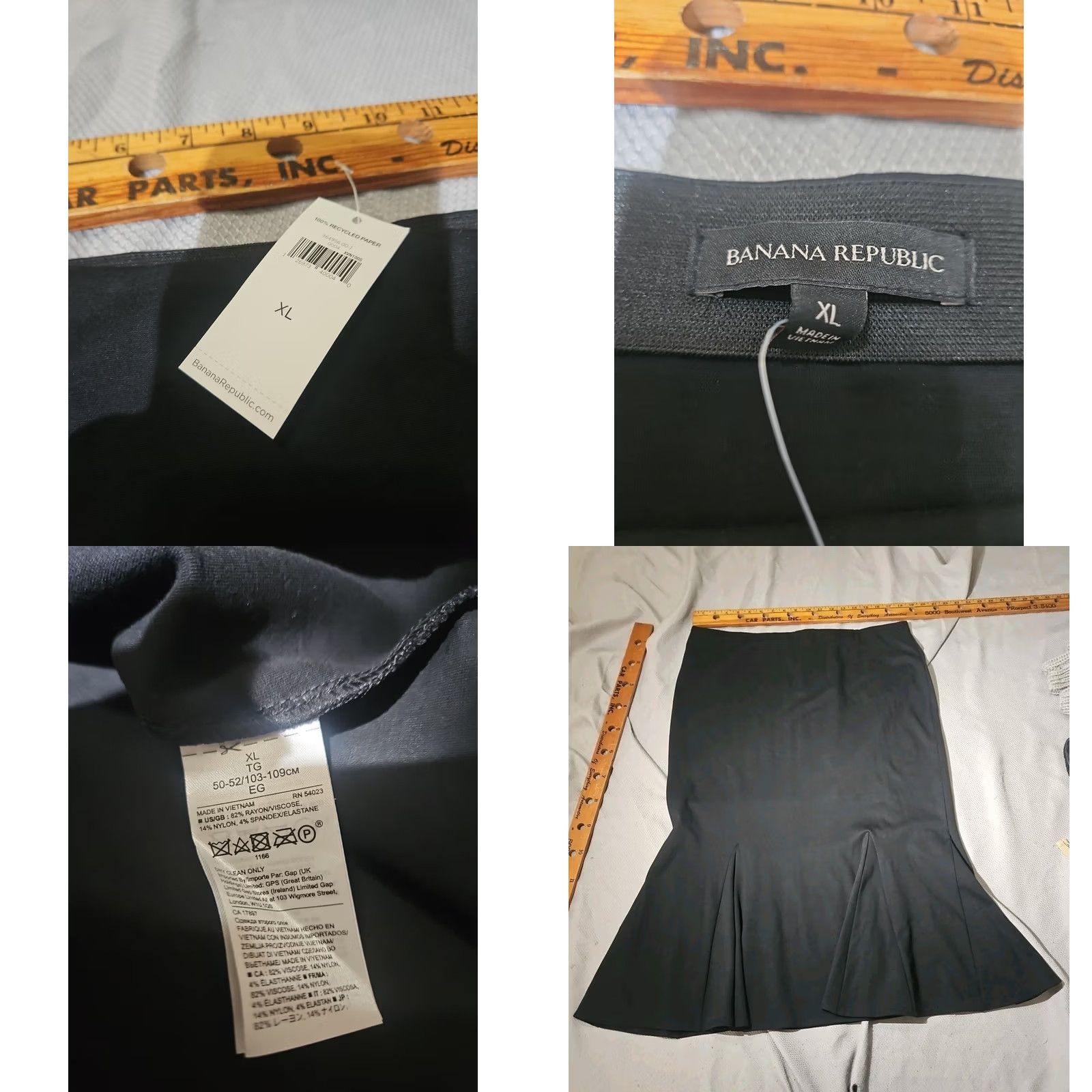 Banana Republic VINTAGE Banana Republic Skirt Womens XL Black Fluted Hem Flare Flutter Pull On Size 40" / US 18 - 8 Thumbnail