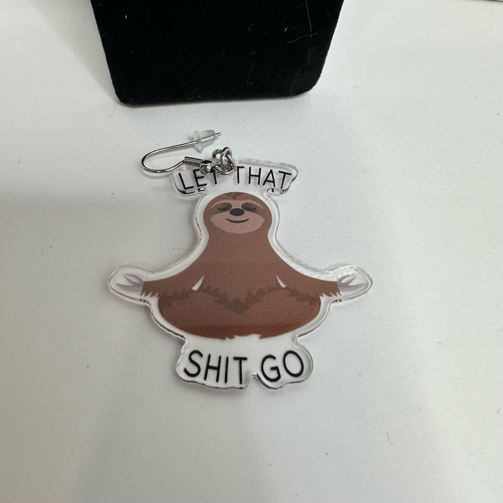 Other Sloth Meditating Earrings "Let That S**t Go" Funny Acrylic Size ONE SIZE - 8 Thumbnail