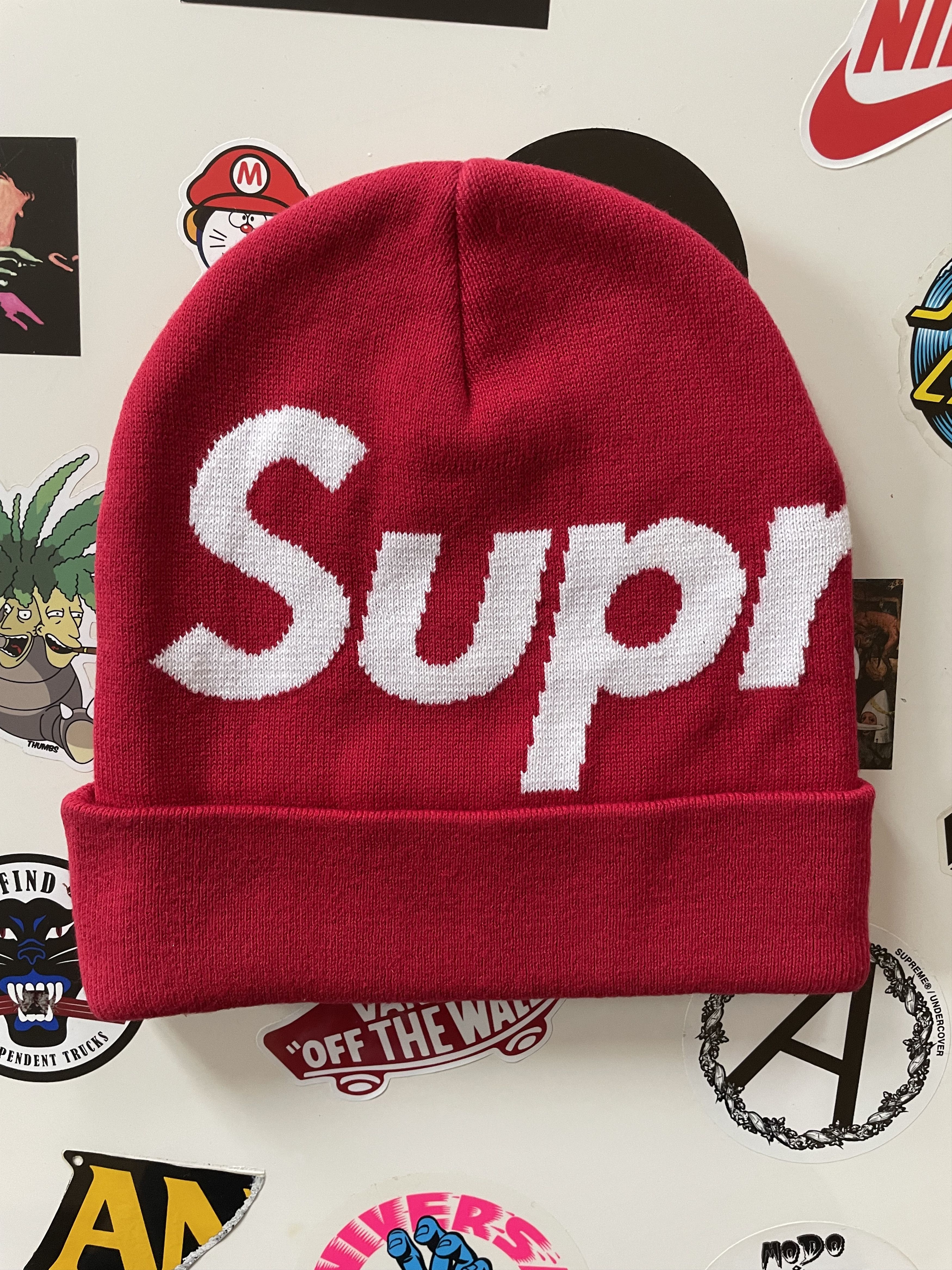 Supreme Big Logo Beanie Red | Grailed
