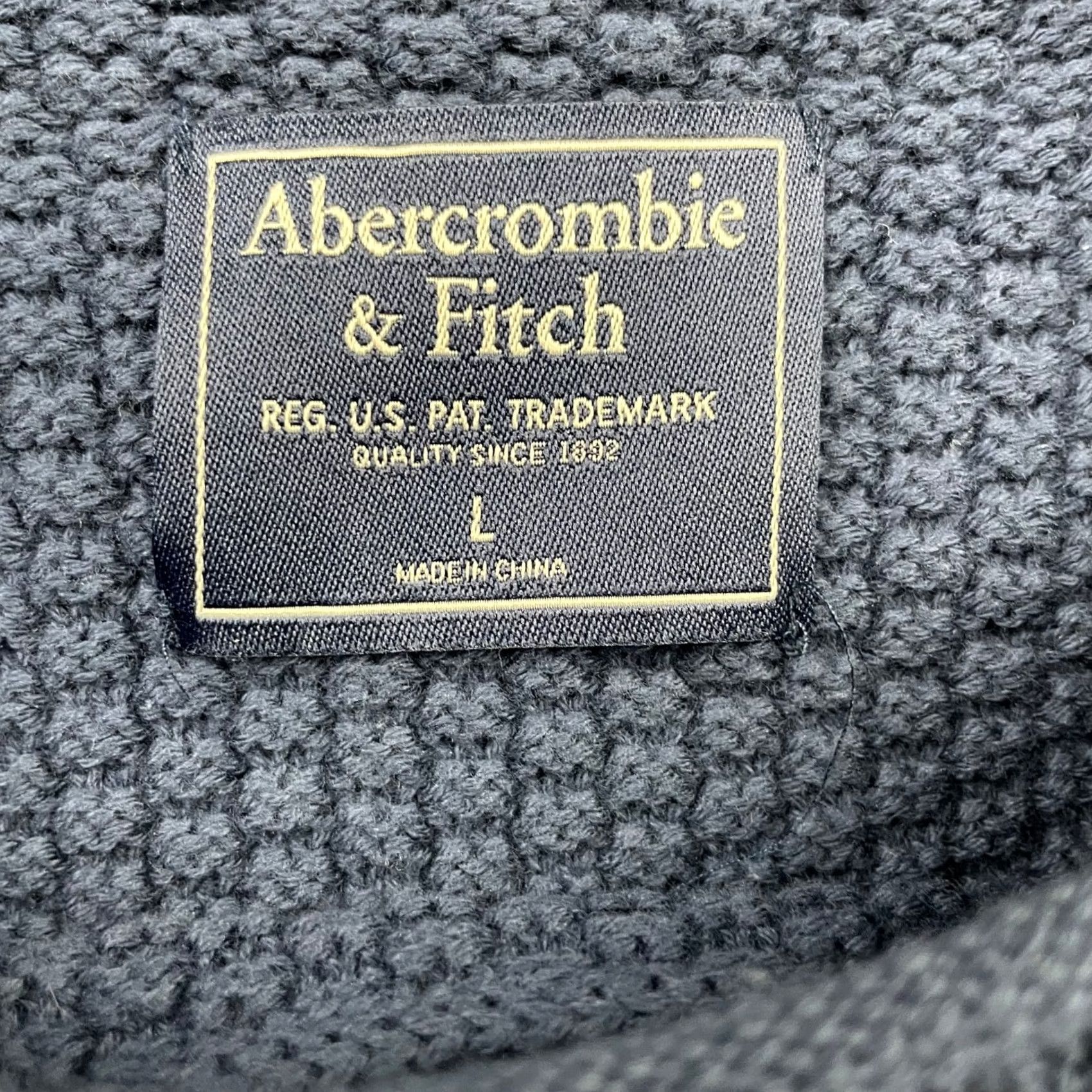 Abercrombie & Fitch Abercrombie & Fitch Men’s Knit Sweater Navy Blue Large 100% Cotton Crew Neck Pullover Sweater Size US L / EU 52-54 / 3 - 3 Thumbnail