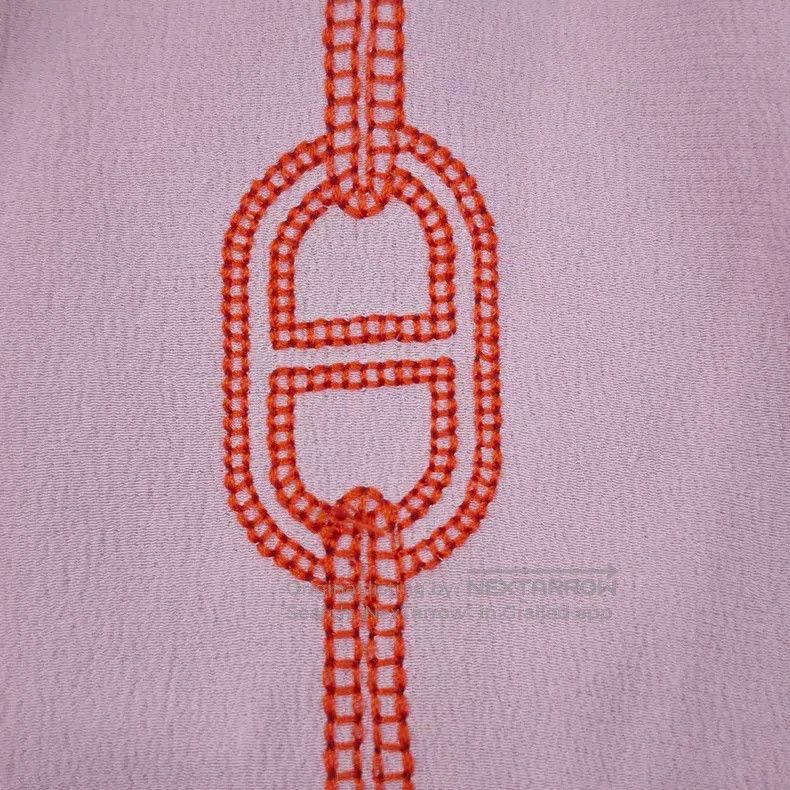 Hermes Hermes Pink Embroidered Chain Pattern Knit Silk Short Slee Size XS / US 0-2 / IT 36-38 - 7 Thumbnail