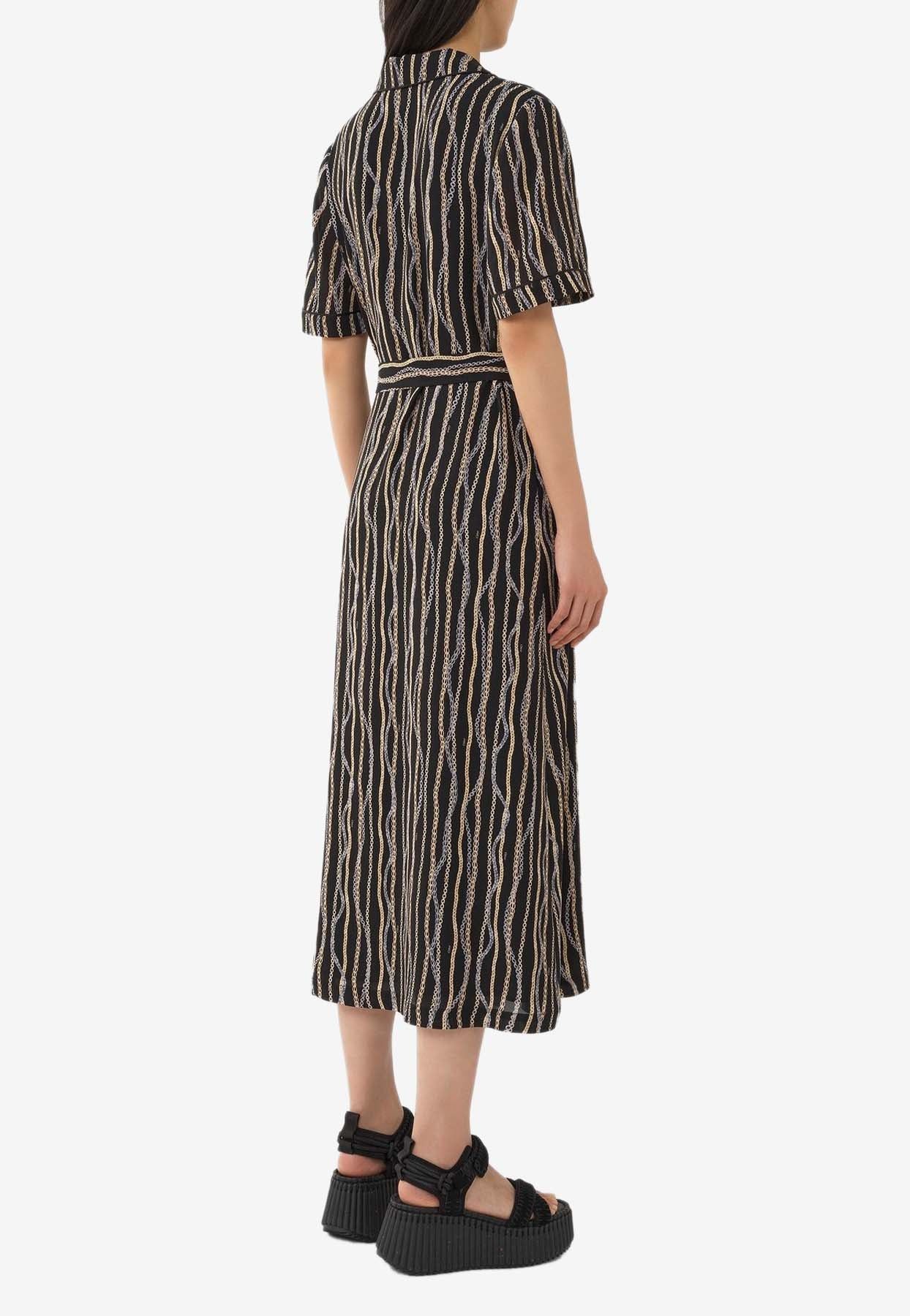 Chloe o1loc1c10425 AllOver Chain Print Midi Shirt Dress Multicolor Size XL / US 12-14 / IT 48-50 - 3 Thumbnail