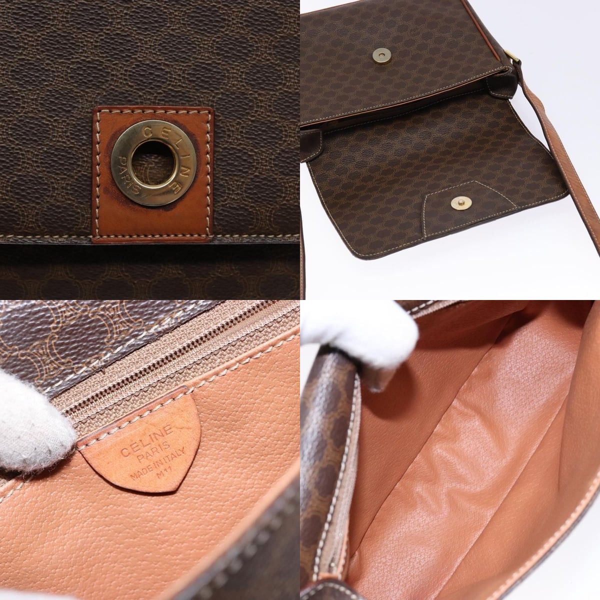 Celine CELINE Macadam Canvas Shoulder Bag Pvc Leather Brown Gold Size ONE SIZE - 11 Thumbnail