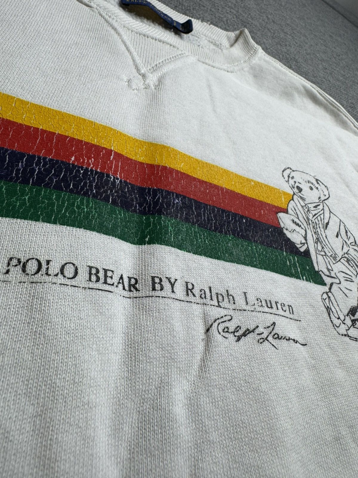 Polo Ralph Lauren Vintage Polo Ralph Lauren polo bearBig Logo white sweater Size US S / EU 44-46 / 1 - 2 Thumbnail