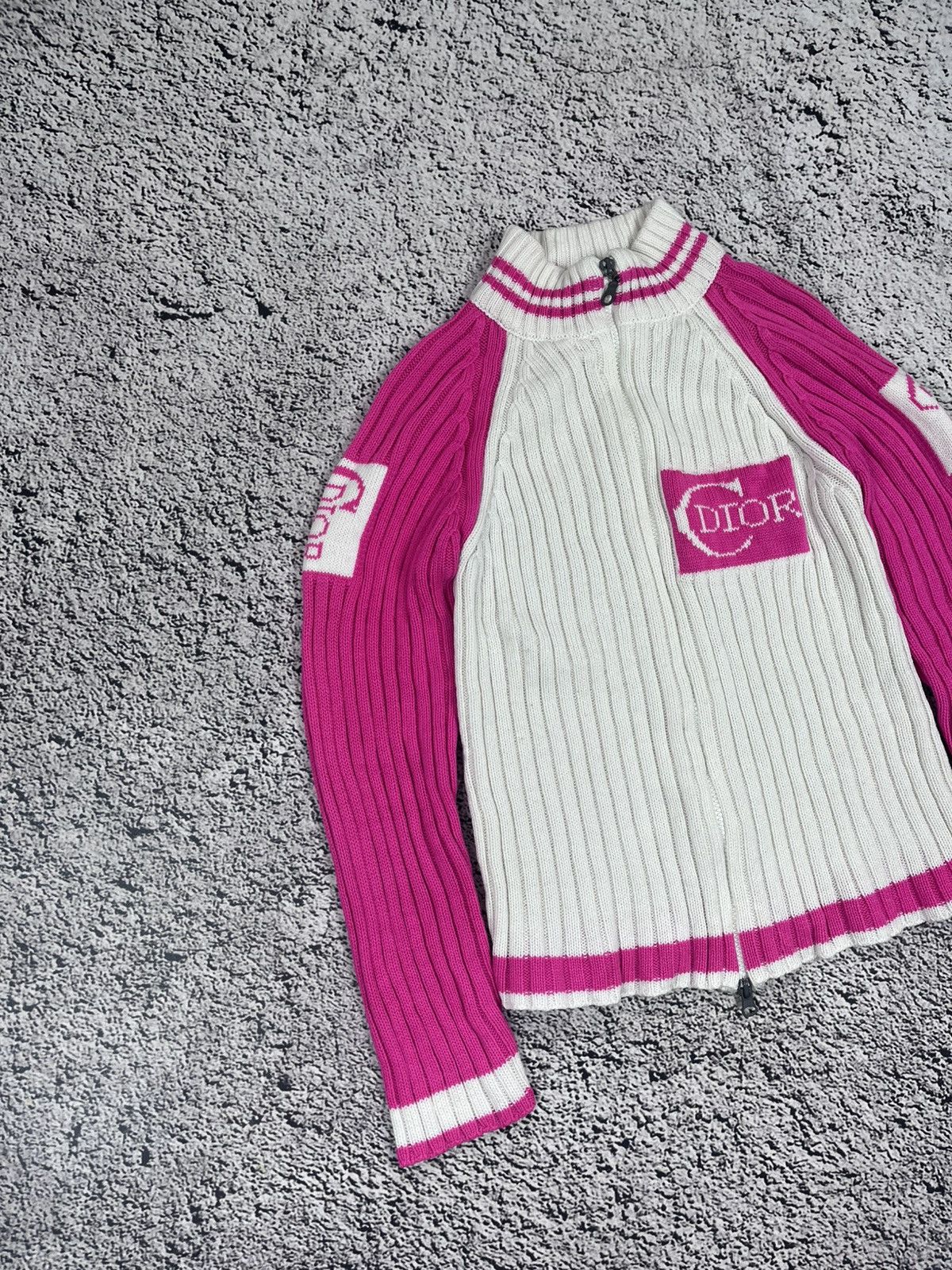 Japanese Brand Vintage Y2K Logo Knit Cable Zip Up Japanese Sweater Size M / US 6-8 / IT 42-44 - 2 Thumbnail