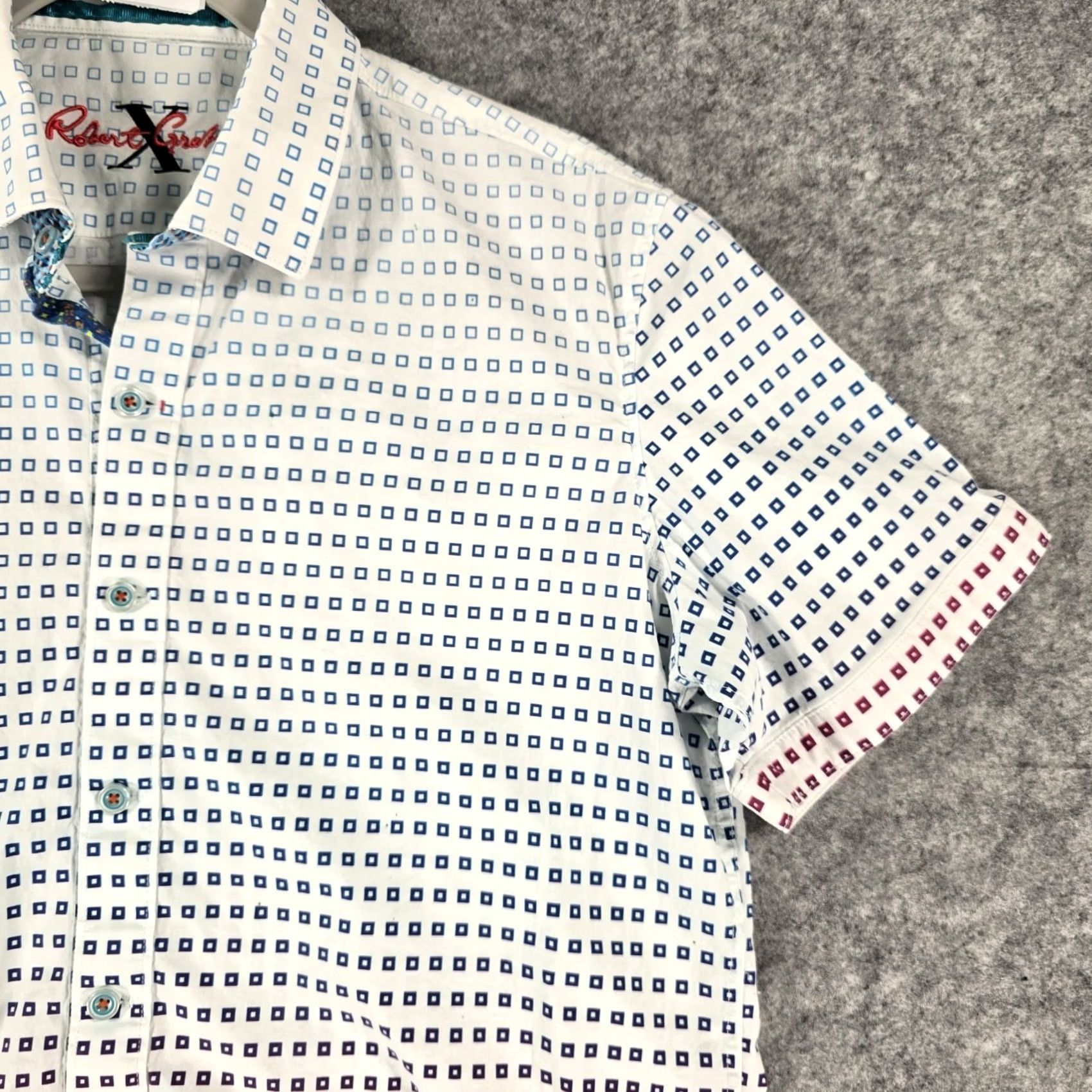 Robert Graham Robert Graham Shirt Mens Medium Tailored Fit Short Sleeve Button Up White Multi Size US M / EU 48-50 / 2 - 6 Thumbnail