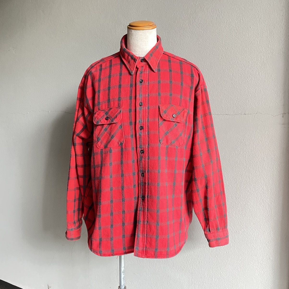 FiveBrother × Vintage FIVE BROTHER Red & Black Plaid Long-Sleeve Shirt. Size US XXL / EU 58 / 5 - 10 Thumbnail