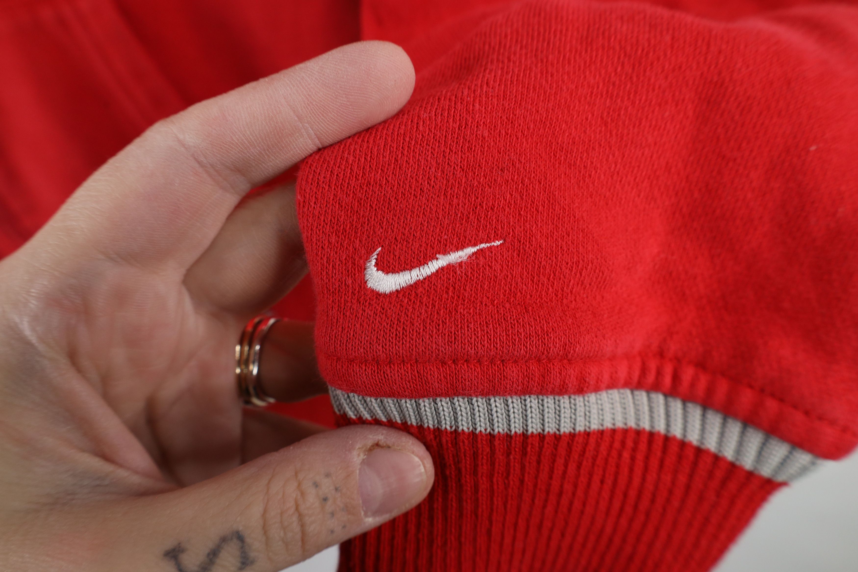 Nike × Vintage Vintage Nike Mini Swoosh Ohio State University Hoodie Red Size XL / US 12-14 / IT 48-50 - 4 Thumbnail