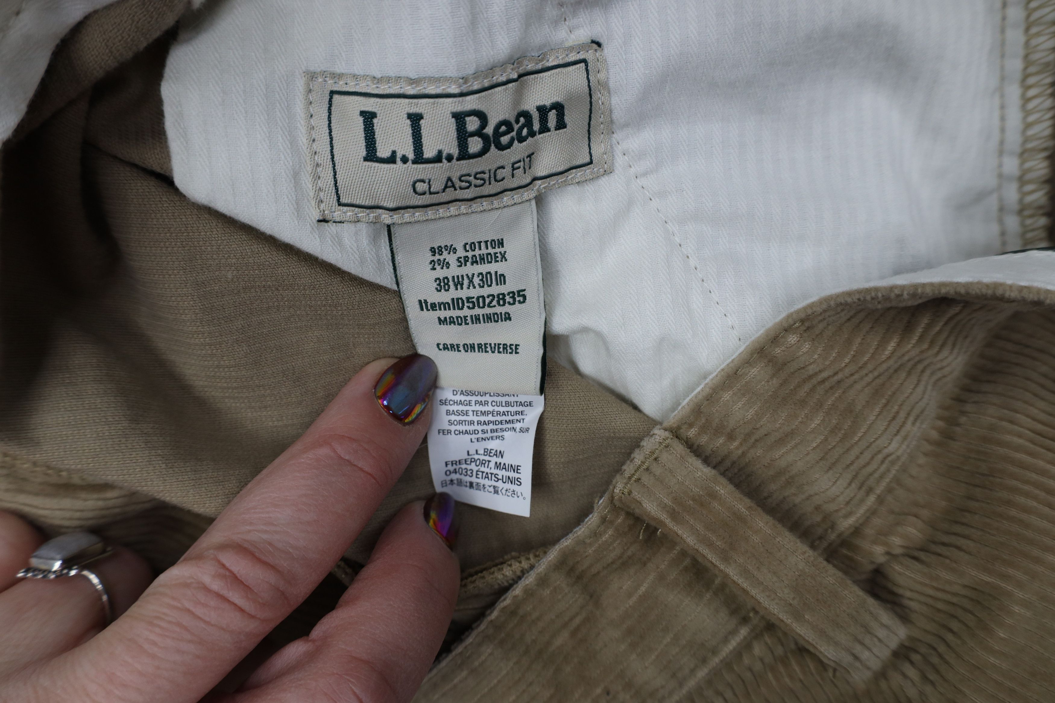 L.L. Bean Vintage 90s Y2K LL Bean Wide Leg Corduroy Chino Pants Beige Size US 38 / EU 54 - 7 Thumbnail