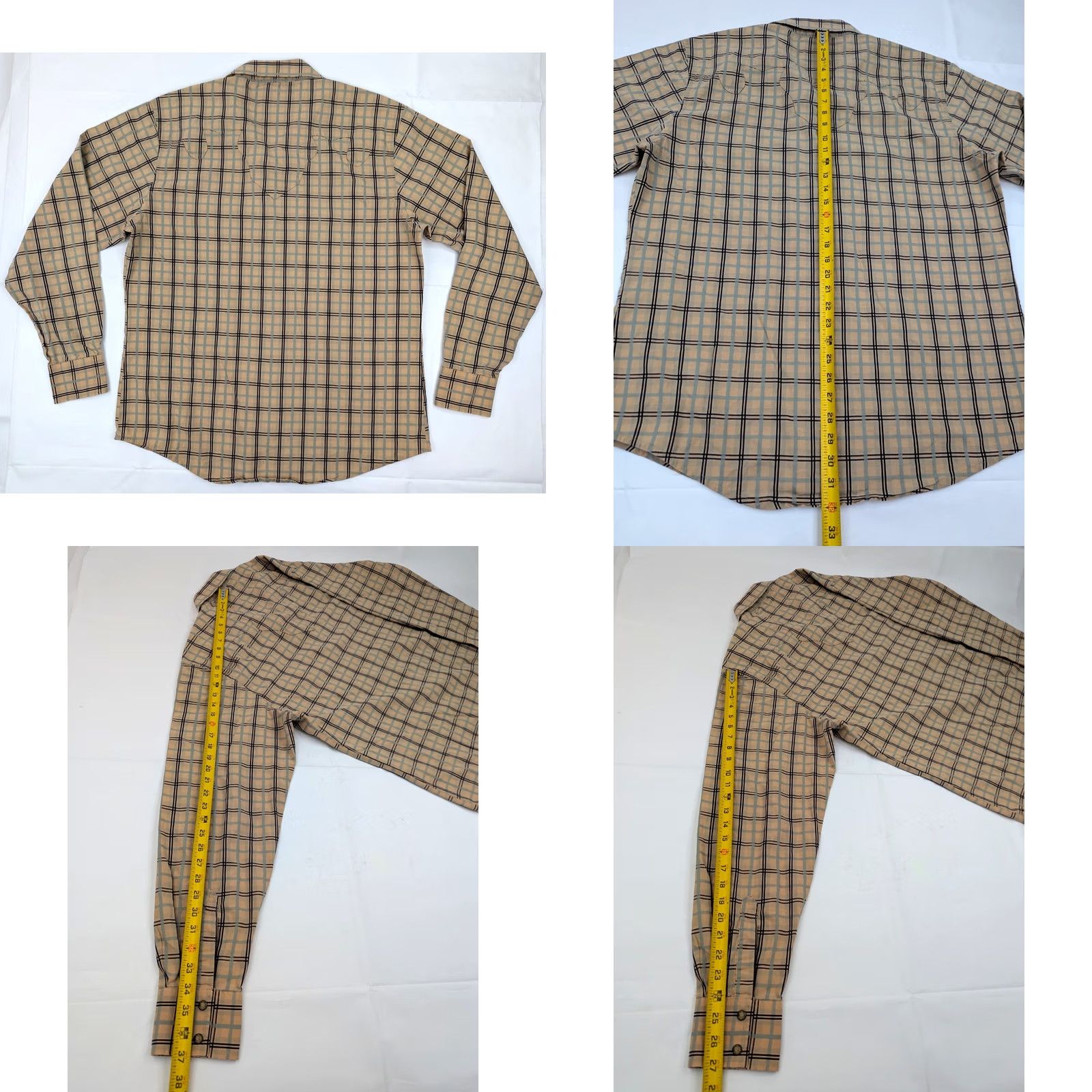 Wrangler VINTAGE Wrangler Brushpopper Western Pearl Snap Shirt Men XL Long Sleeve Plaid Beige&Cotton EUC Size US XL / EU 56 / 4 - 8 Thumbnail