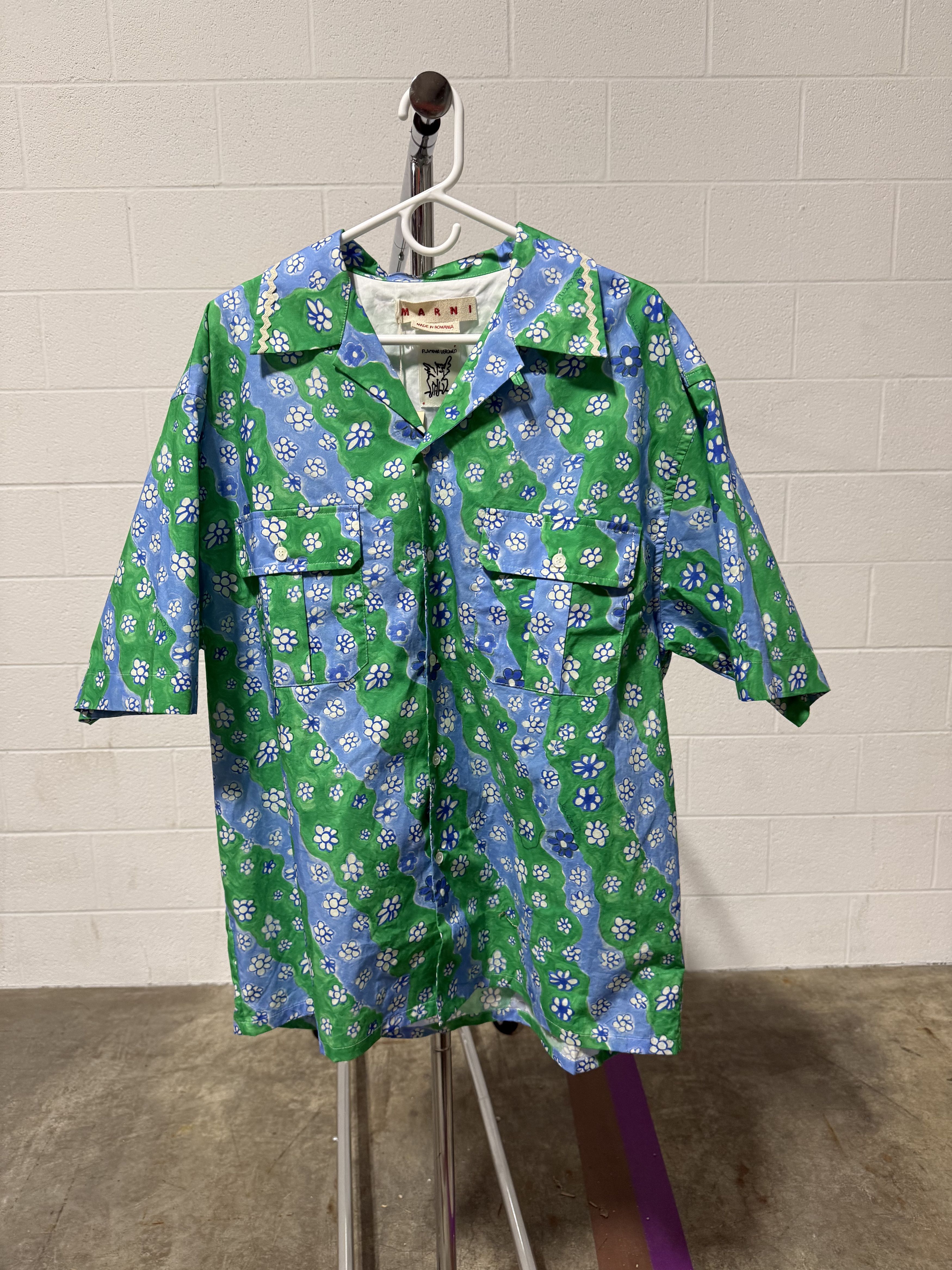 Marni Marni Short Sleeve Bowling Shirt 'Sea Foam' Size US XL / EU 56 / 4 - 1 Thumbnail