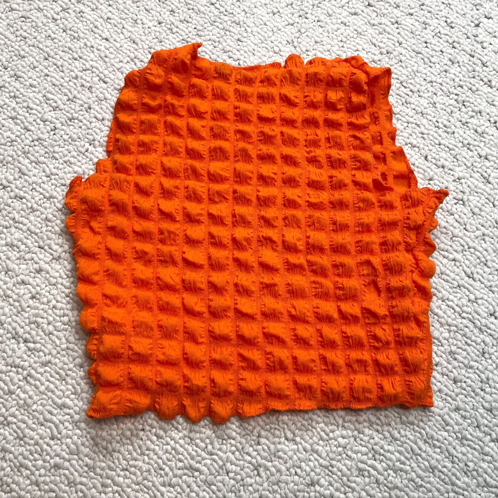 Boohoo Boohoo Tank Shirt Womens 8 Orange Textured Sleeveless Cropped Stretch Solid Casual Shirt Womens 8 Orange Size M / US 6-8 / IT 42-44 - 7 Thumbnail