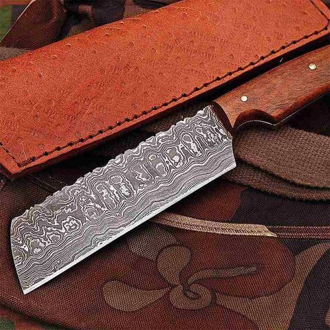 Handmade × Other Damascus Cleaver Knife with Rose-wood Handle Size ONE SIZE - 2 Thumbnail
