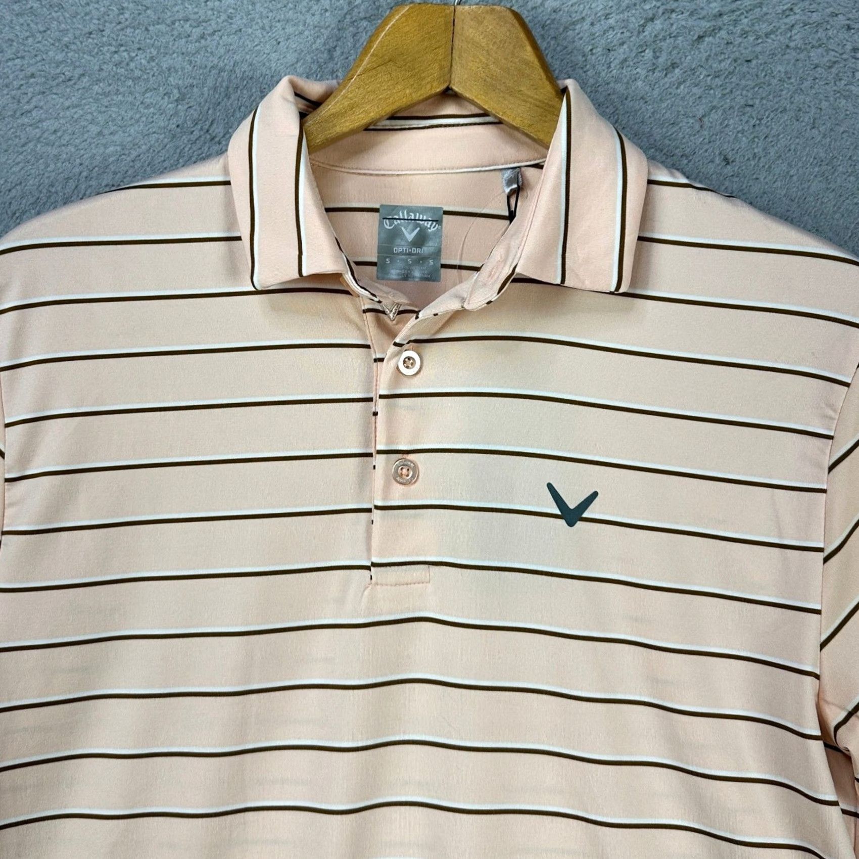 Callaway Callaway Polo Golf Shirt Striped Opti Dri Short Sleeve Mens Small Pink Brown Rugby NEW Size US S / EU 44-46 / 1 - 3 Thumbnail