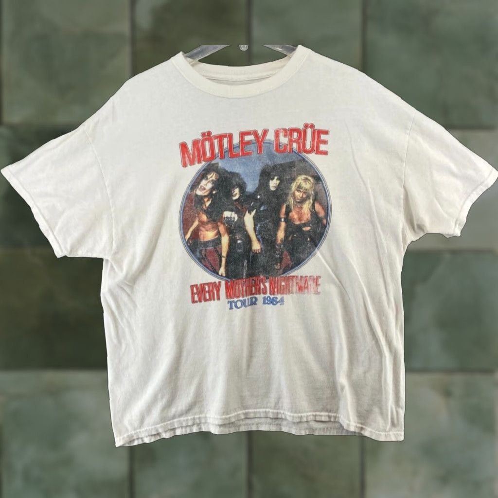 MOTHER Motley Crue T-Shirt Beige Rock Band XL Adult Classic Tee Men's Shirt 84 Tour Graphic Print Size US XL / EU 56 / 4 - 1 Thumbnail