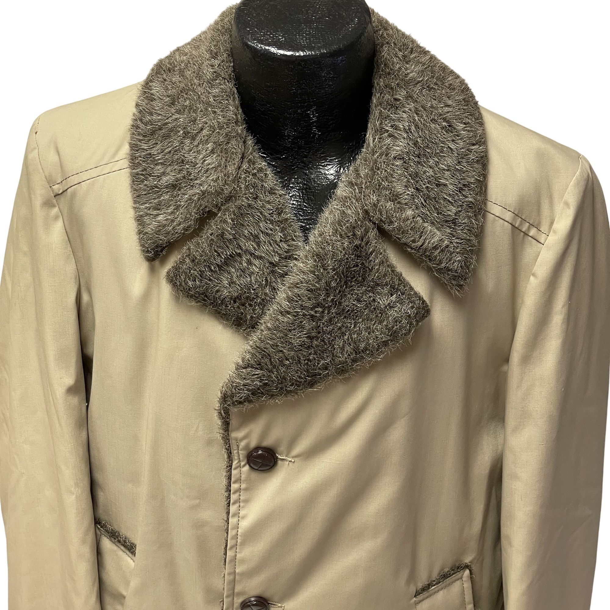Sears Vtg Sears Khaki Car Coat Gray PILE Lapel FLEECE Lined Jacket Size US L / EU 52-54 / 3 - 2 Thumbnail