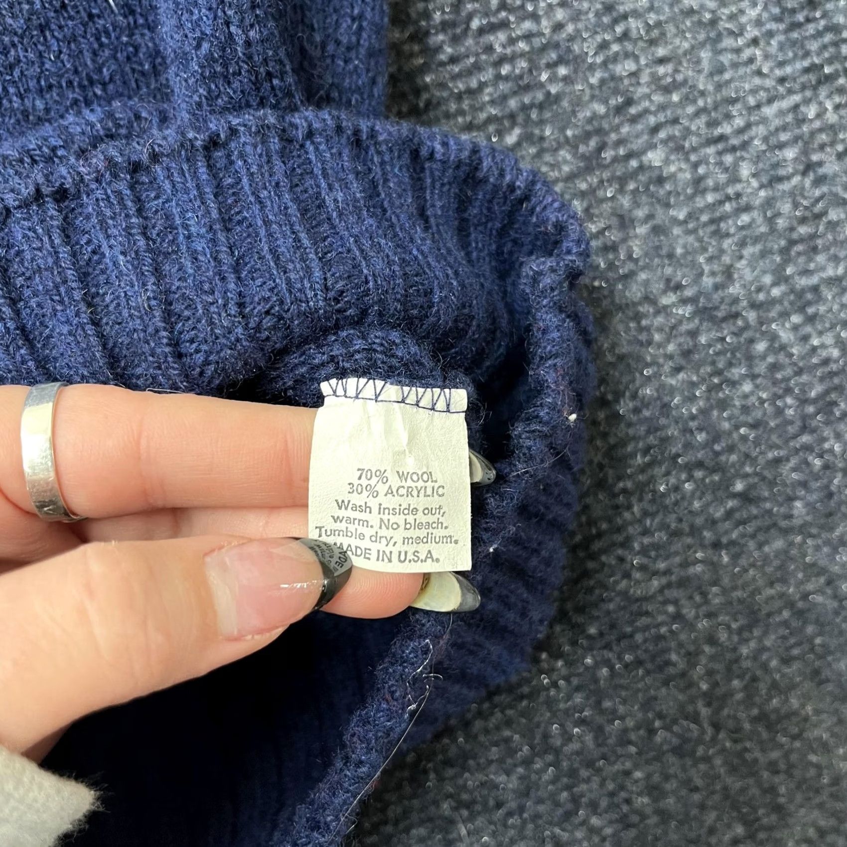 Vintage VINTAGE Horne's Sweater Mens Large Navy Wool Blend Crewneck Made USA 80s Size US L / EU 52-54 / 3 - 4 Thumbnail