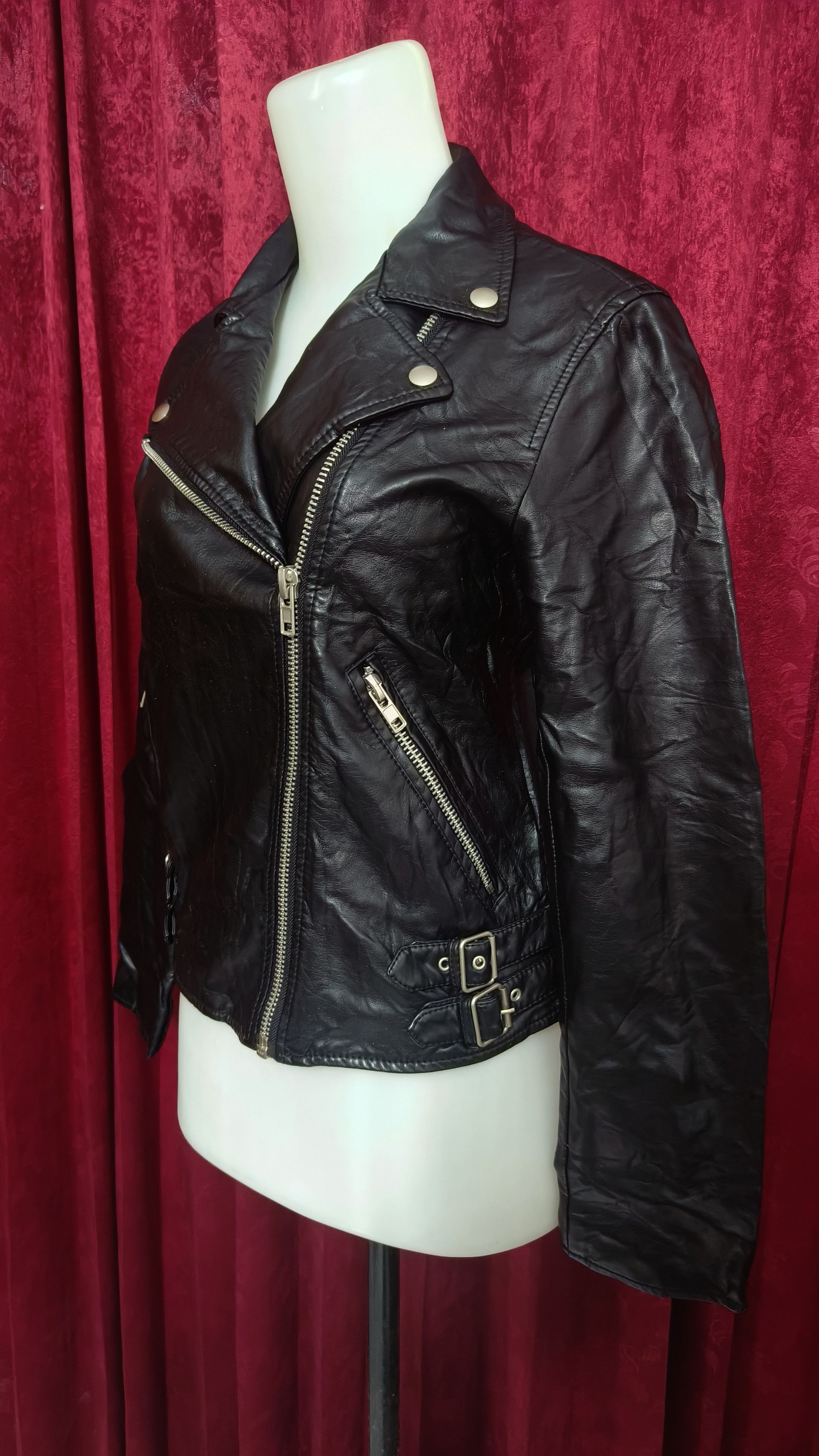 Vintage SPAO Women's Ramones Rockabilly Biker Faux Leather Jacket Size S / US 4 / IT 40 - 7 Thumbnail