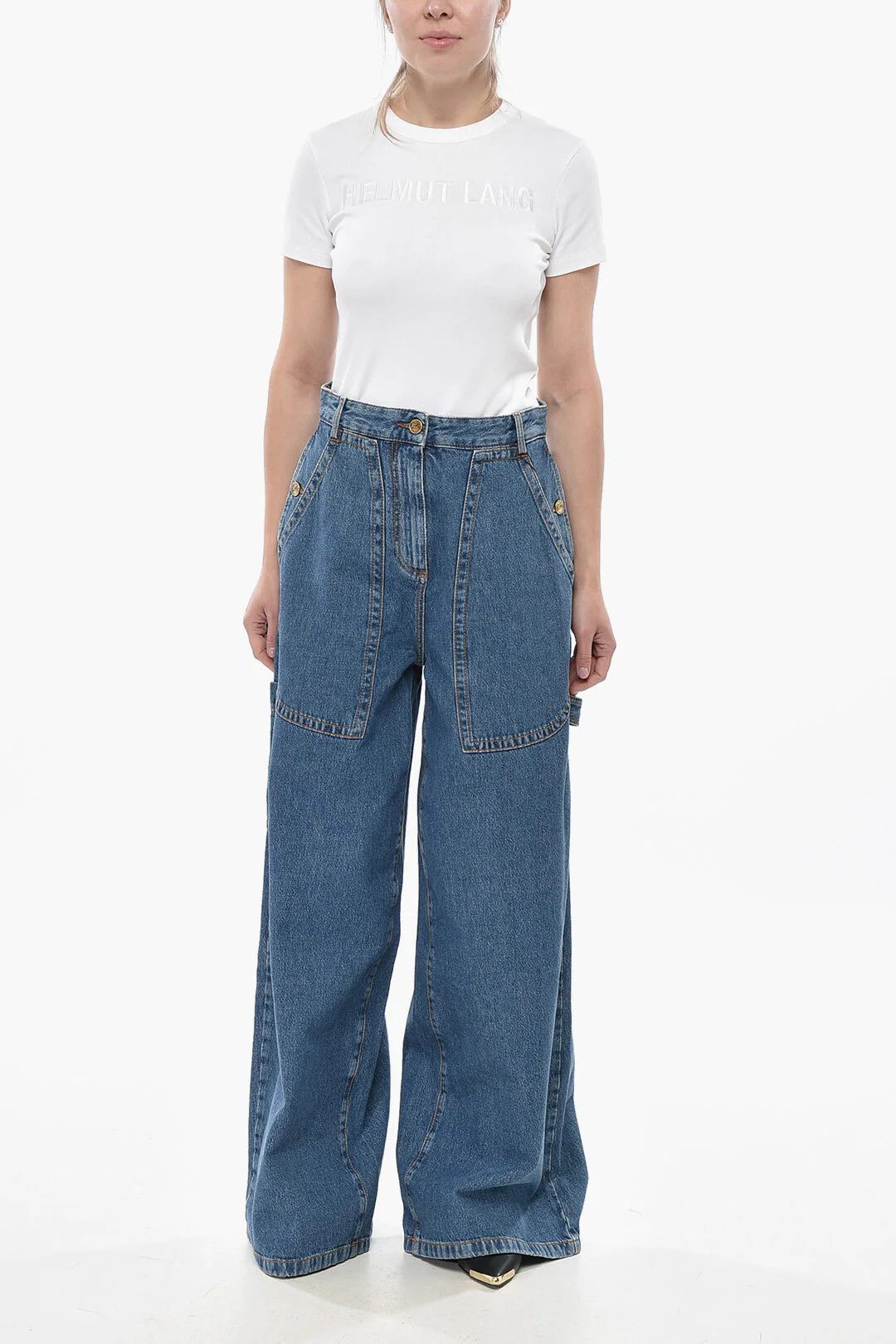 Etro og1mm0326 Extra Wide-Leg Jeans in Blue Size 26" / US 2 / IT 38 - 4 Thumbnail
