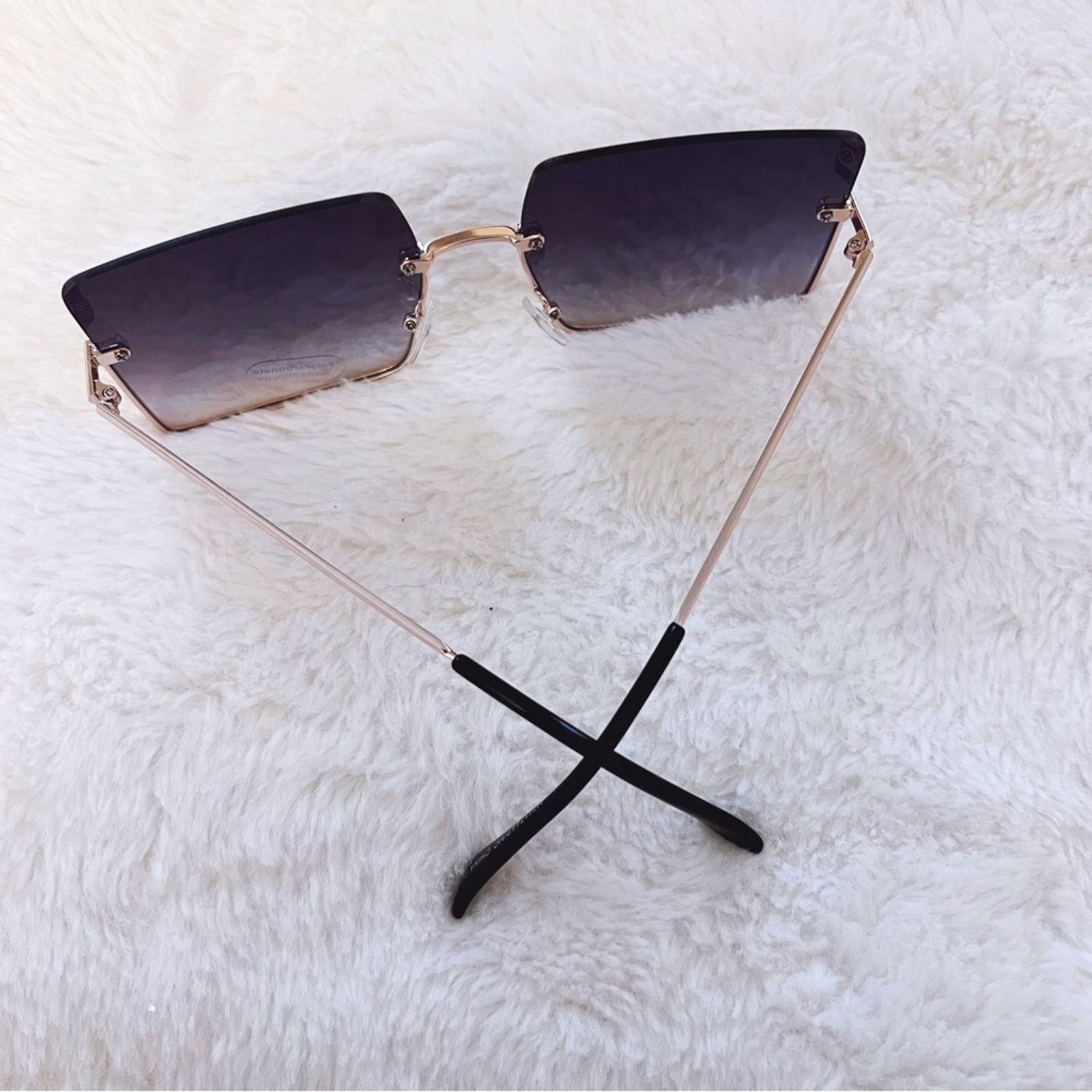 Other Blair Black Modern Rectangle Half Rim Sunglasses Size ONE SIZE - 4 Thumbnail