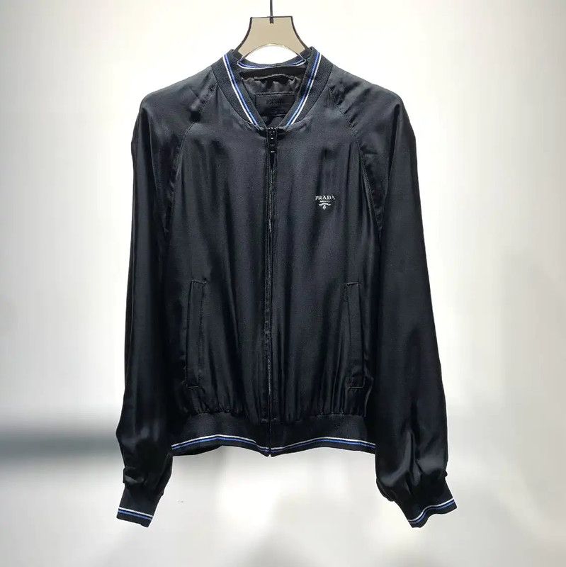 Prada Prada Black Men's Jacket with Blue Stripes Size US L / EU 52-54 / 3 - 1 Thumbnail