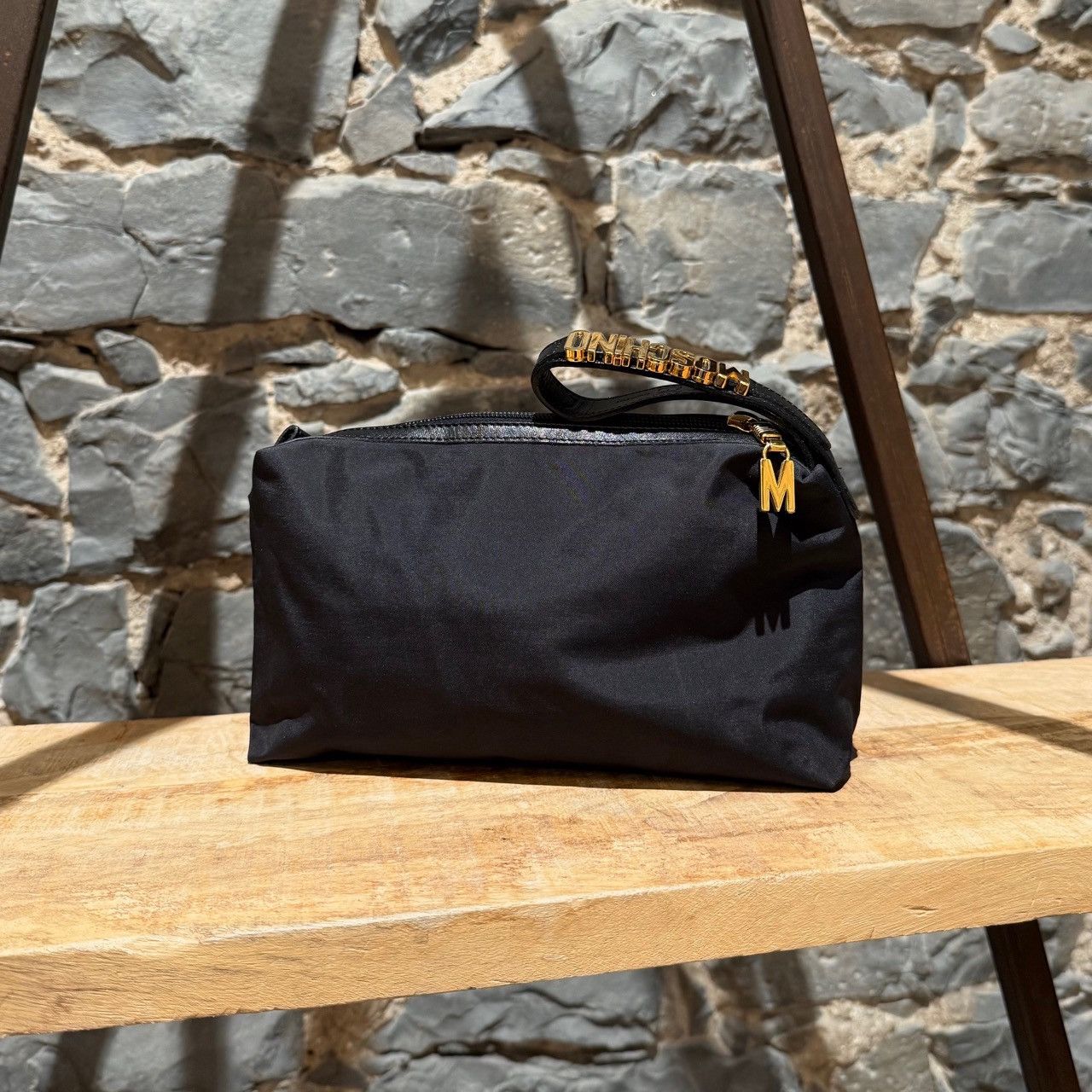Moschino Moschino Vintage Black Nylon Logo Wristlet Pouch Size ONE SIZE - 1 Thumbnail