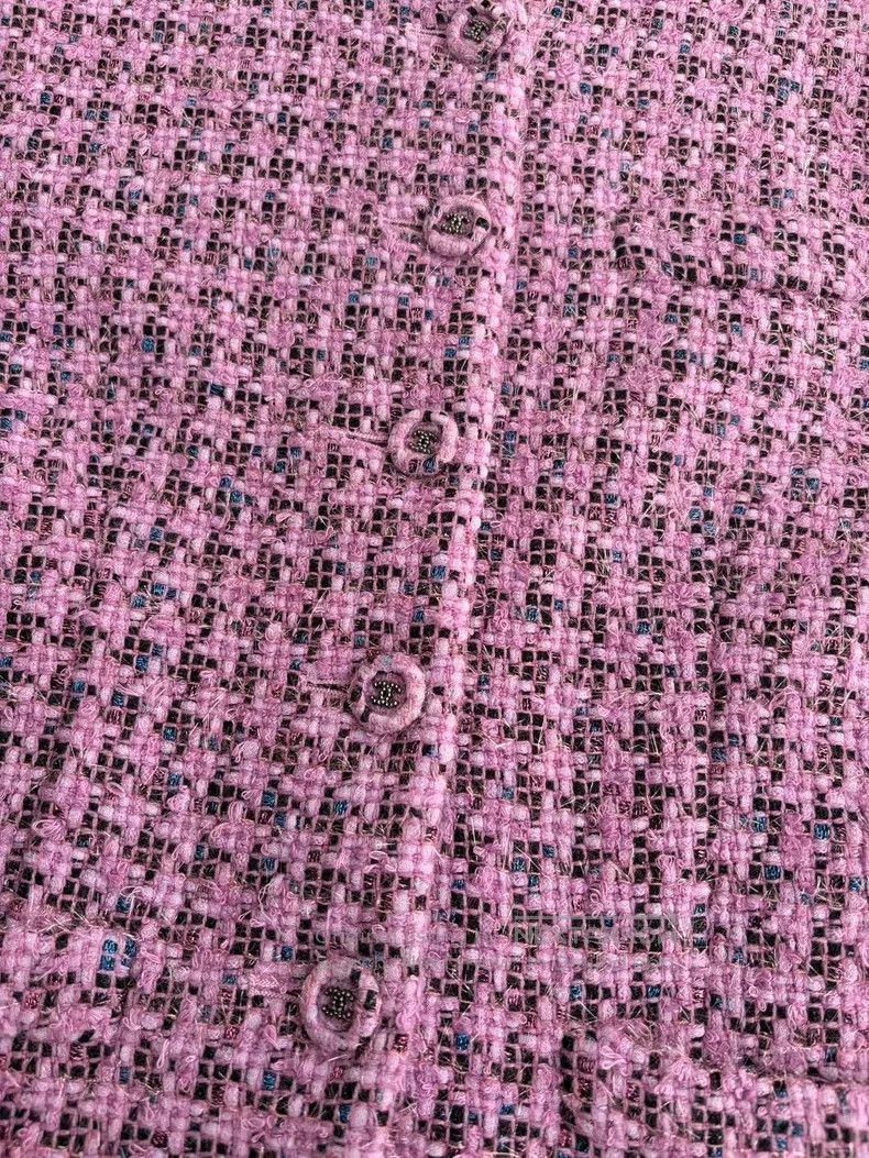 Chanel Chanel Purple checkered woollen stand-up collar jacket Size XXS / US 00 / IT 34 - 4 Thumbnail