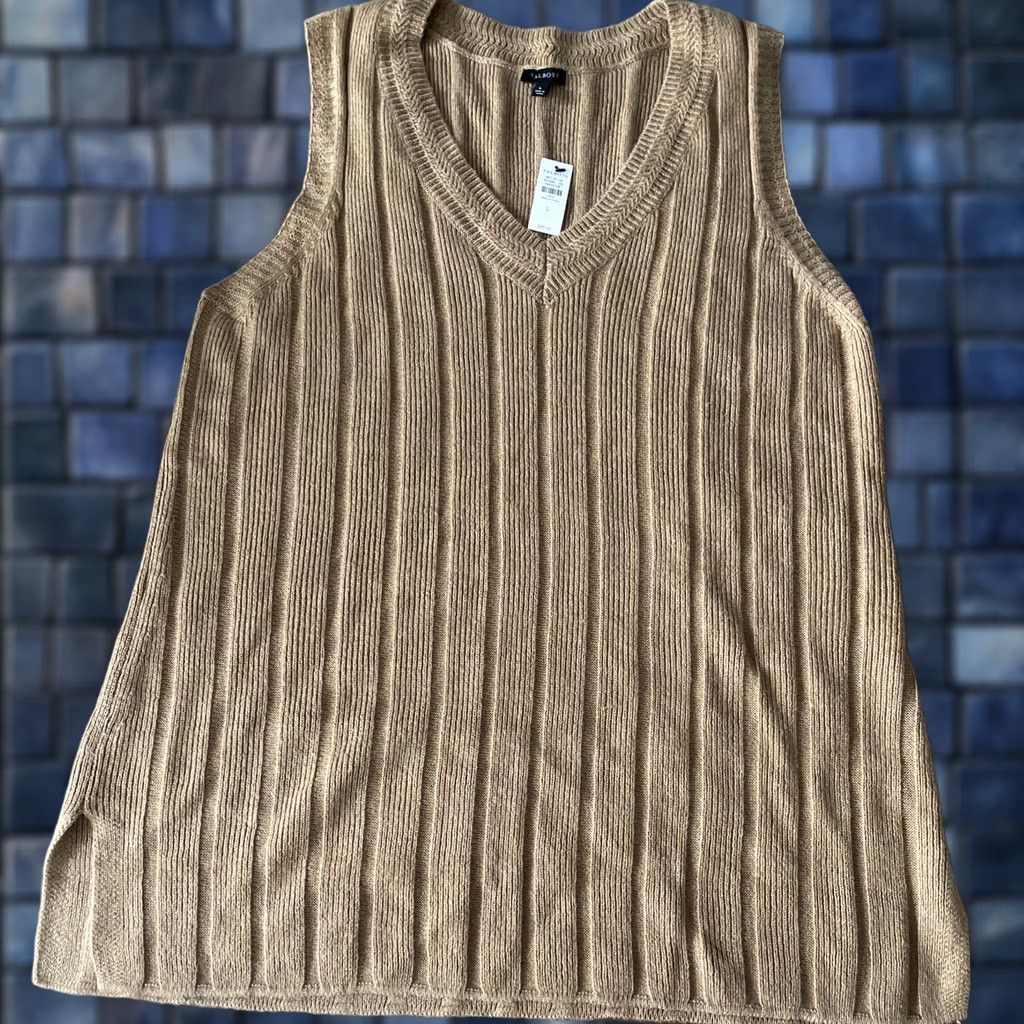 Talbots Talbots Sweater Vest Women’s L Brown Knit Sleeveless V-Neck Pullover Tank Top Vest Knit Pattern Solid Size L / US 10 / IT 46 - 1 Thumbnail