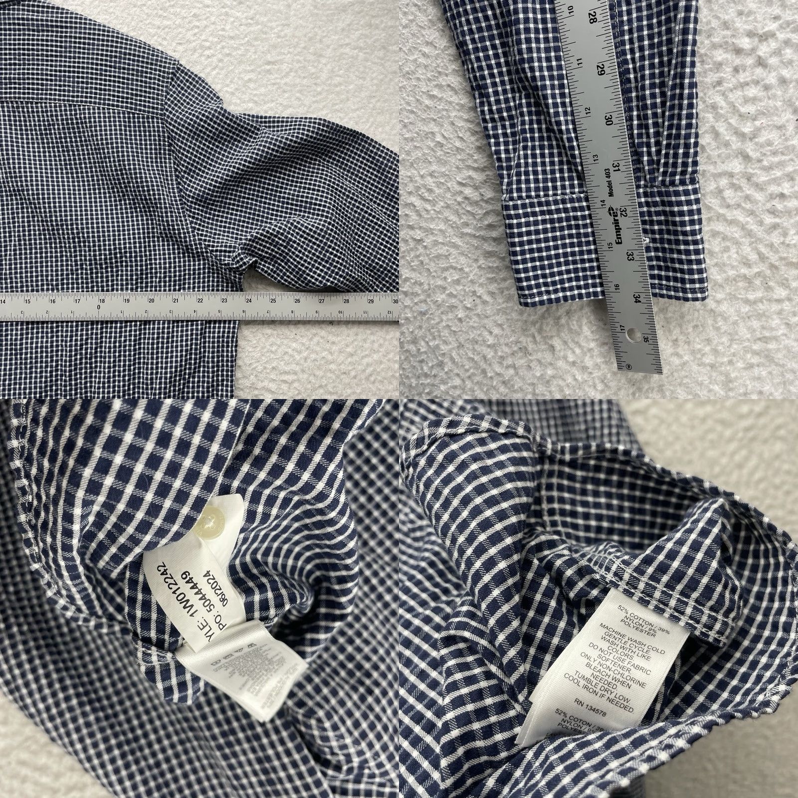 Vineyard Vines Vineyard Vines OTG Shirt Mens L Navy Blue Gingham Check Textured Performance Button-Up Category: Shirt Home Page Size US L / EU 52-54 / 3 - 8 Thumbnail
