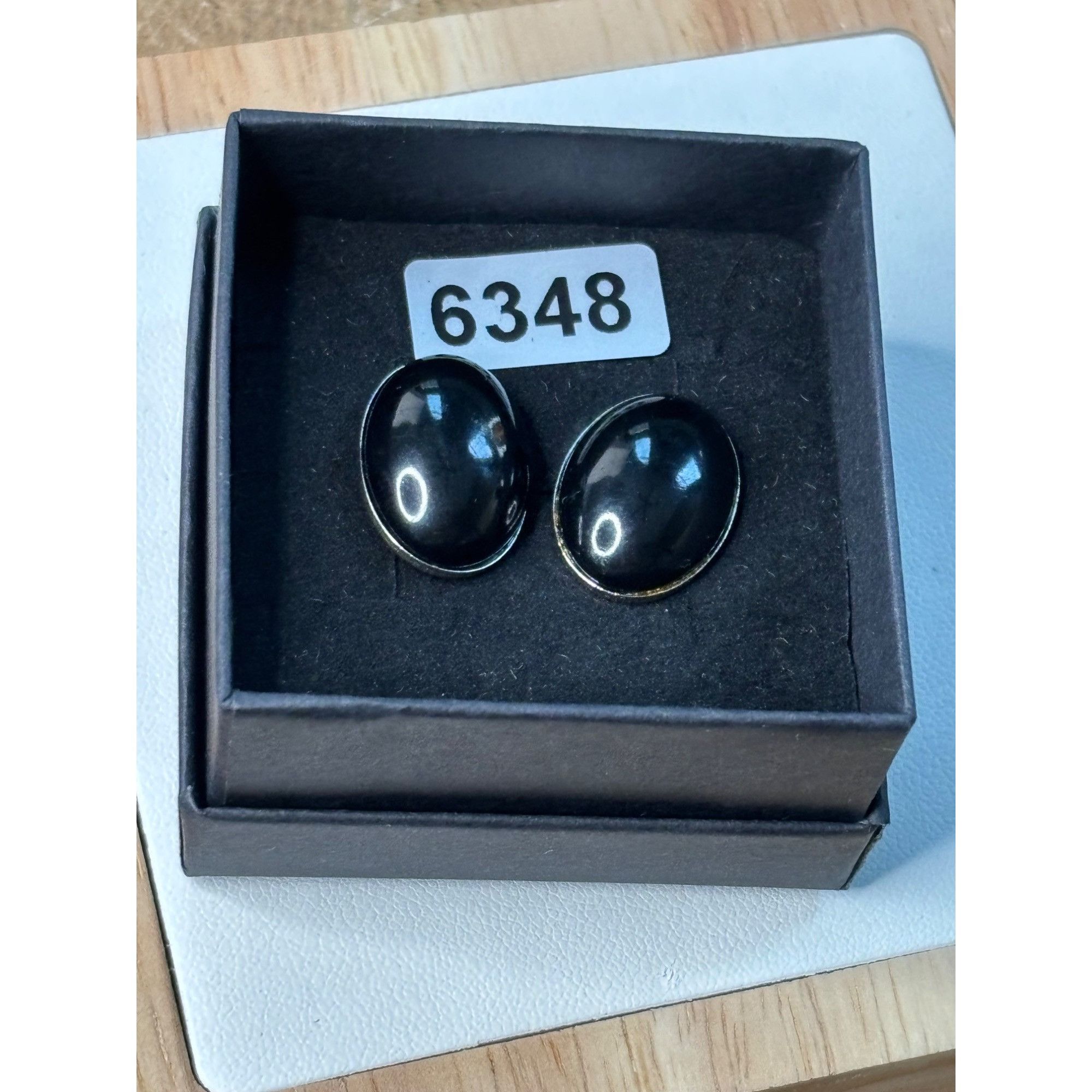 Other Black Oval Cufflinks With Silver-Tone Base For Men Size ONE SIZE - 2 Thumbnail