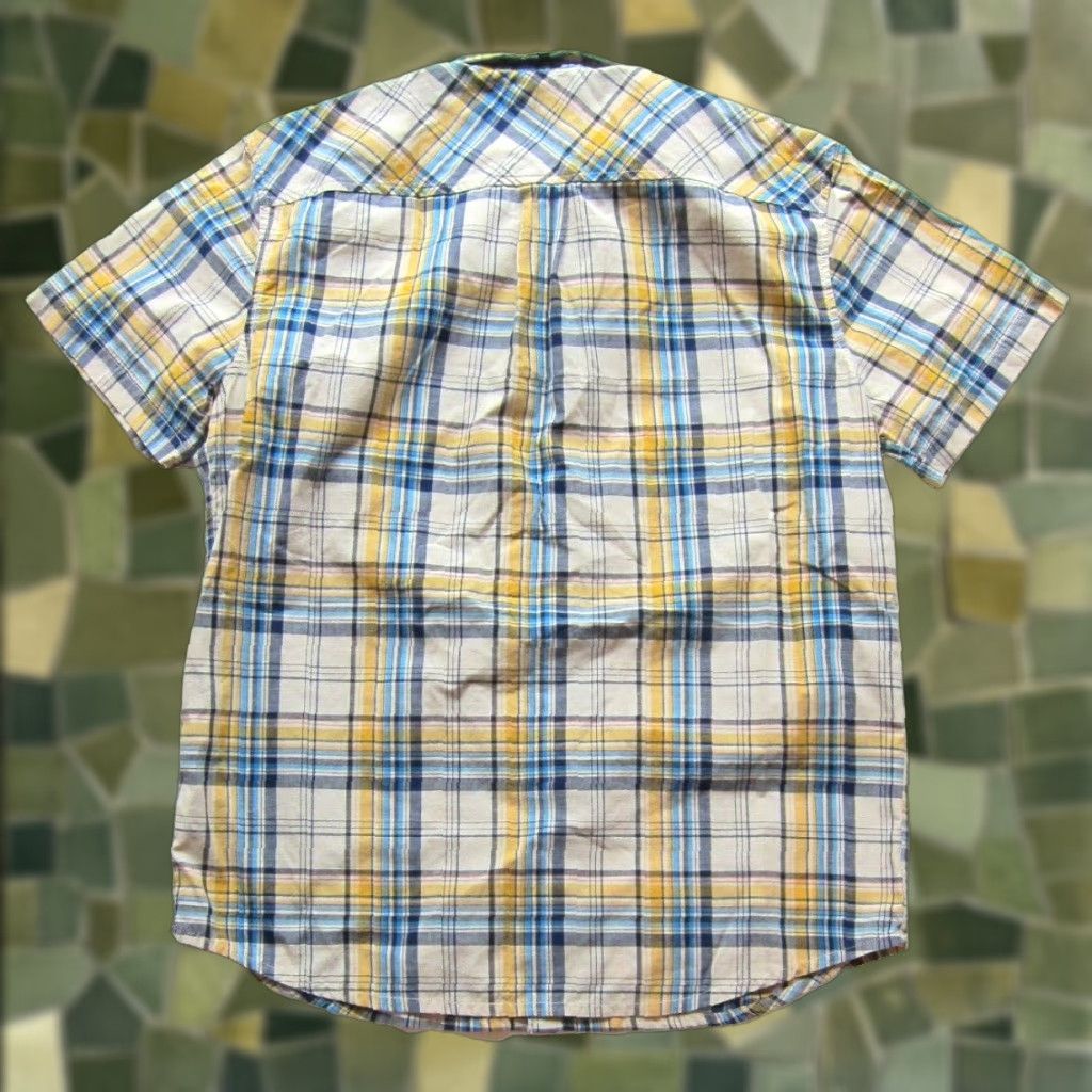 Prana VINTAGE PrAna Blue Yellow Ivory Plaid Organic Cotton Button Up Short Sleeve Shirt Men L Size US L / EU 52-54 / 3 - 1 Thumbnail