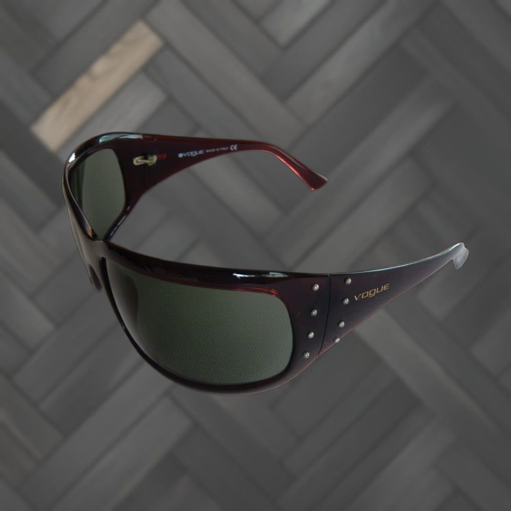 VINTAGE Vogue Sunglasses Women 68mm Red Studs Italy 90s Fashion Accessories