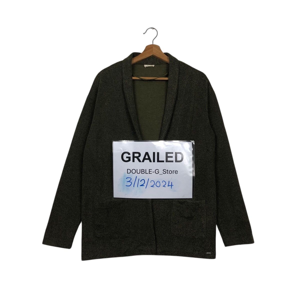 Designer Vintage Buttonless Cardigan Jacket Yerse Herringbone Design Size US M / EU 48-50 / 2 - 1 Thumbnail