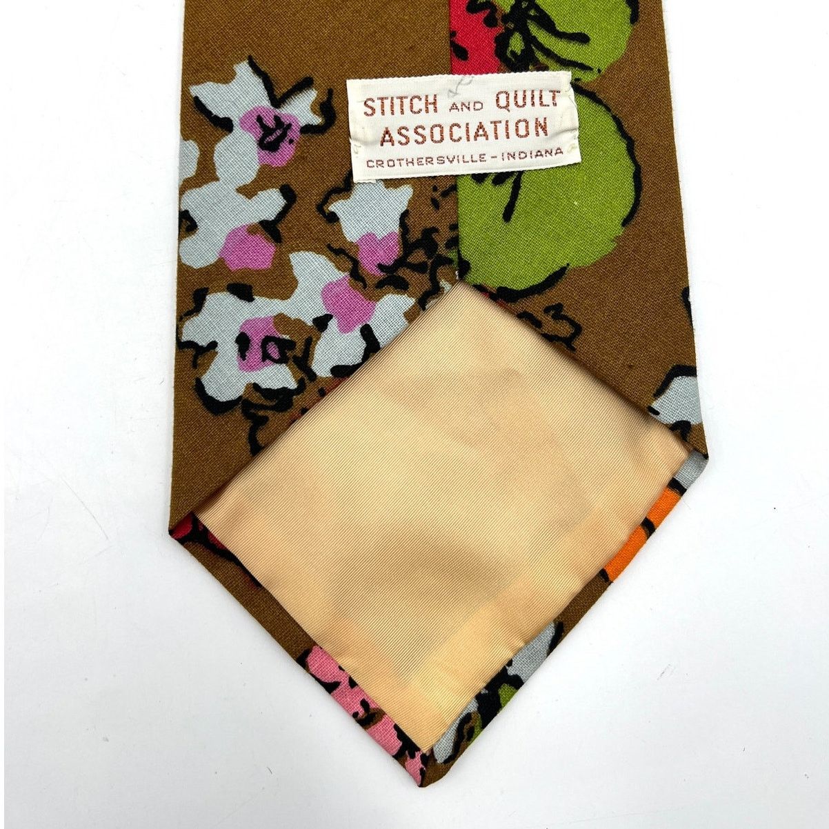Vintage 70s Vintage Floral Tie Stitch and Quilt Association Brown Size ONE SIZE - 3 Thumbnail