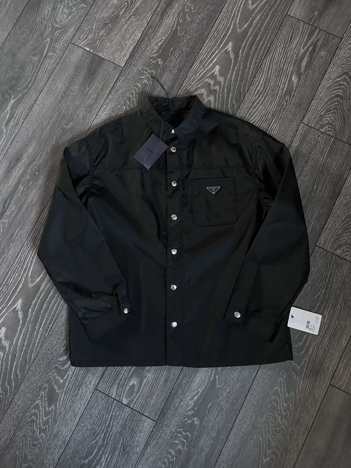 Prada prada re-nylon overshirt jacket black button-up Size US L / EU 52-54 / 3 - 1 Thumbnail
