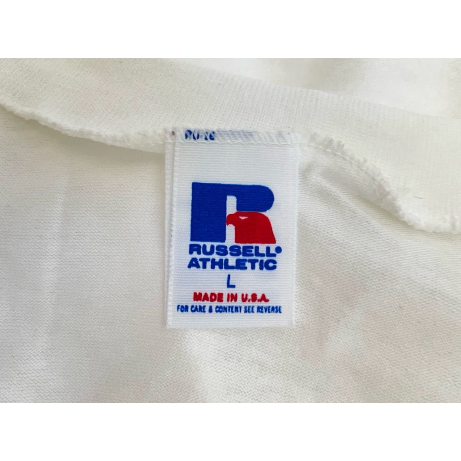 Russell Athletic VINTAGE Russell Athletic T-Shirt Mens L V-Neck 90s Deadstock NWOT White Cotton Blend 1990s Shirts Mens Size US L / EU 52-54 / 3 - 4 Thumbnail