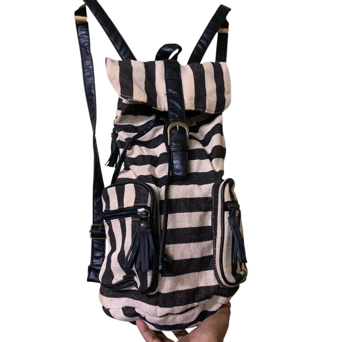 Vintage Vintage backpack striped design honey bee Size ONE SIZE - 2 Thumbnail
