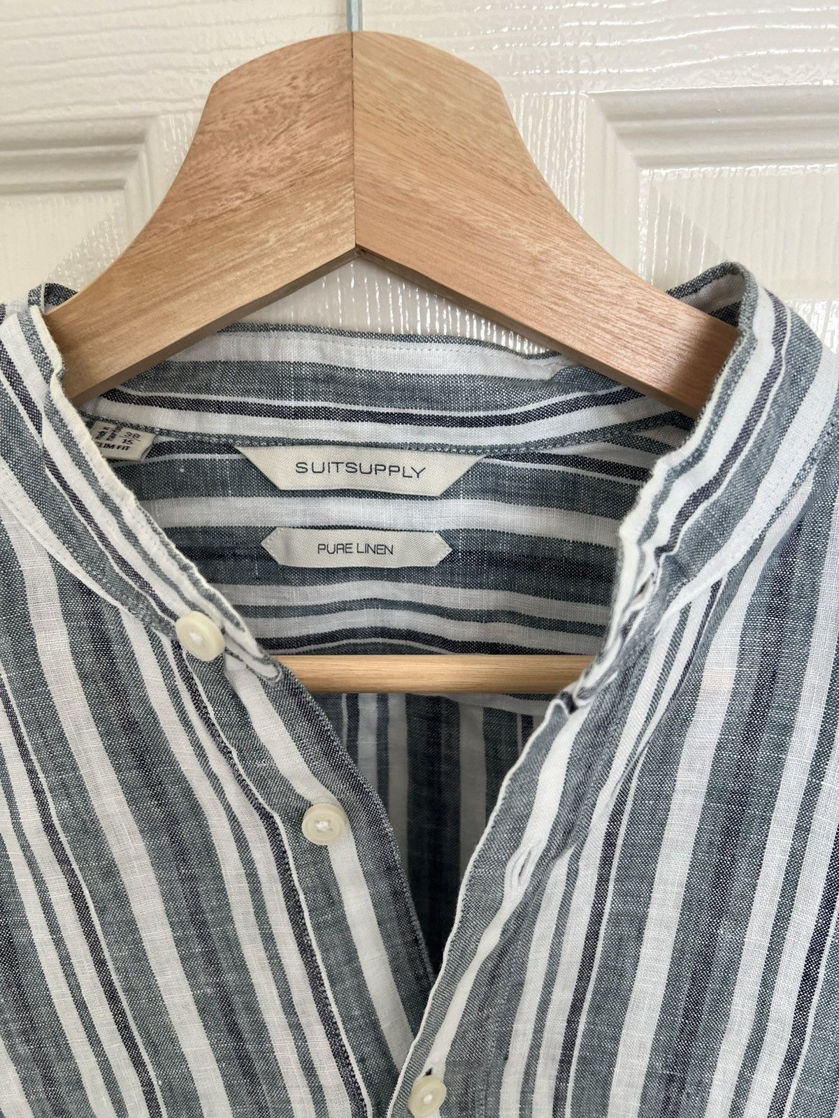 Suitsupply Linen granddad collar shirt Size US M / EU 48-50 / 2 - 2 Thumbnail