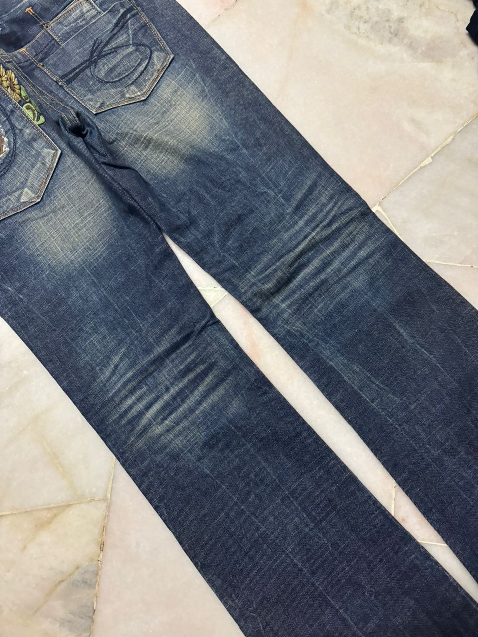 Japanese Brand 💥Insane Flared Red Pepper Butterfly Embroidery Mudwash Jeans Size US 30 / EU 46 - 19 Thumbnail